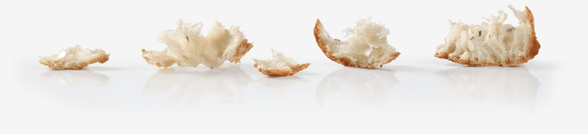 A trail of bread crumbs.