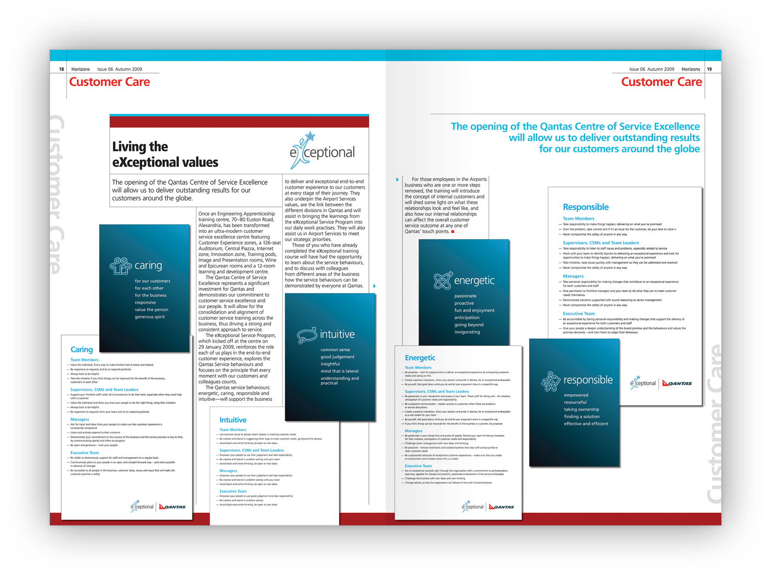 Double-page layout design showing a new range of internal communications posters.