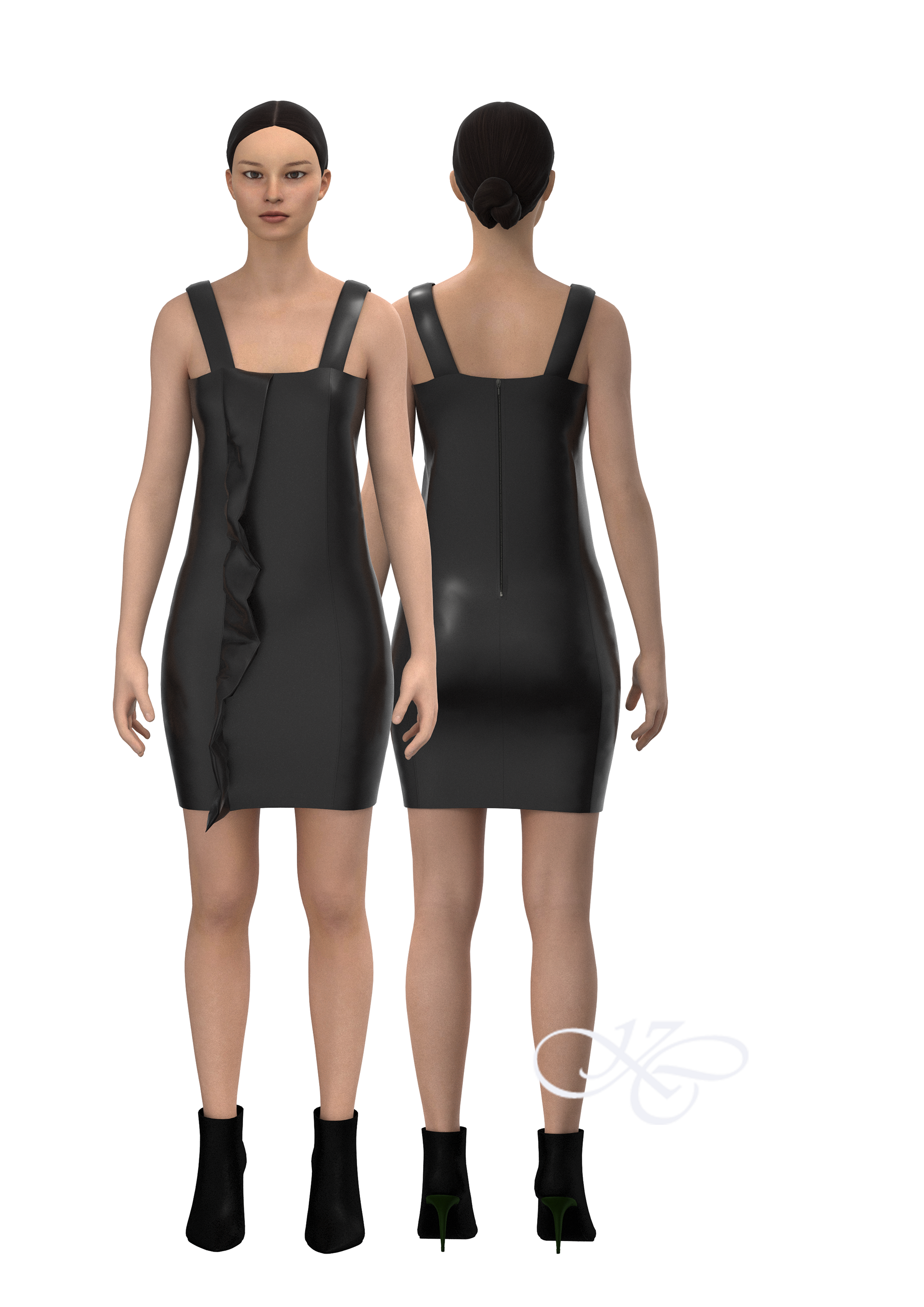 Nanushka Inara leather ruffle-detail minidress
