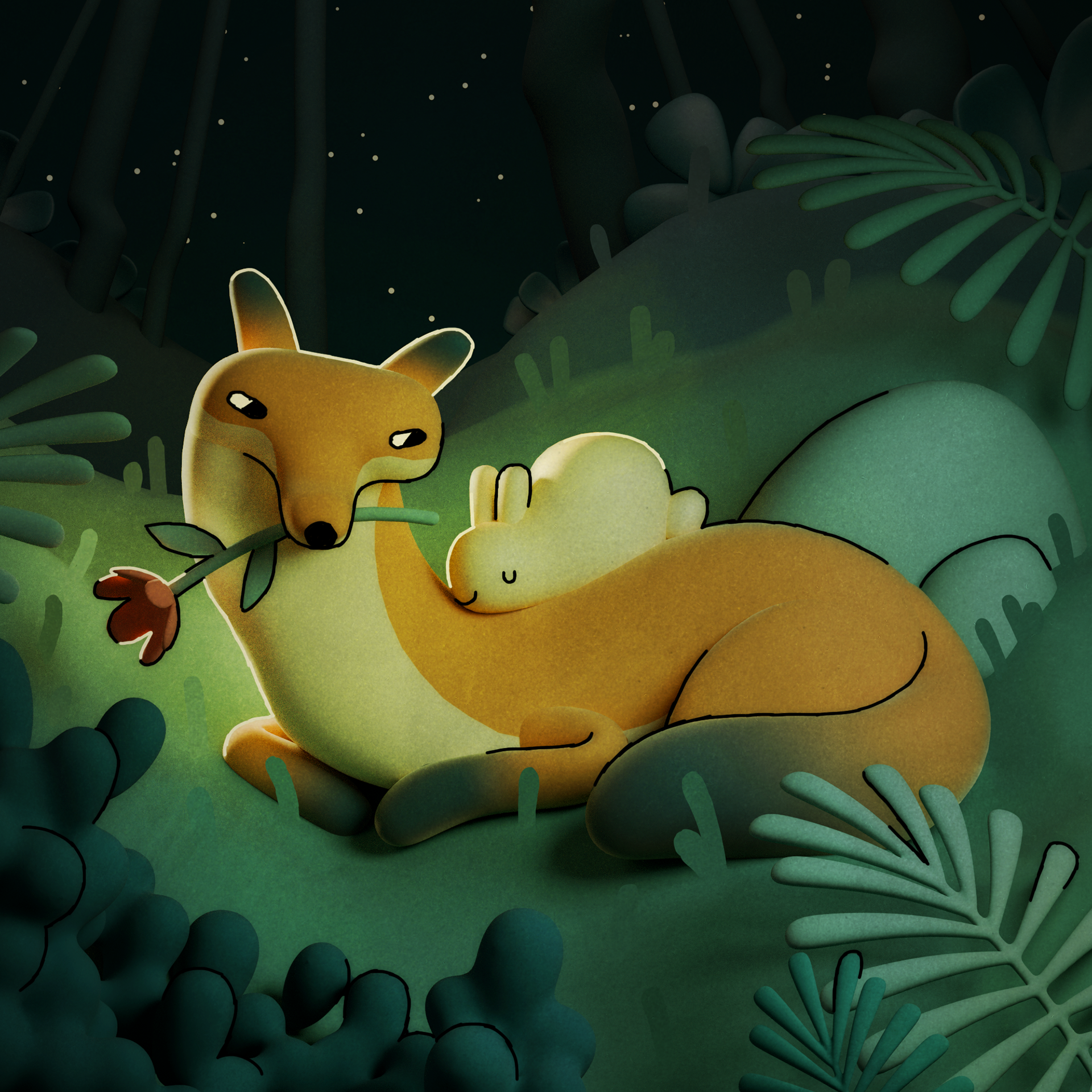 Illustration d'après un dessin de @loup.glouglou sur Instagram