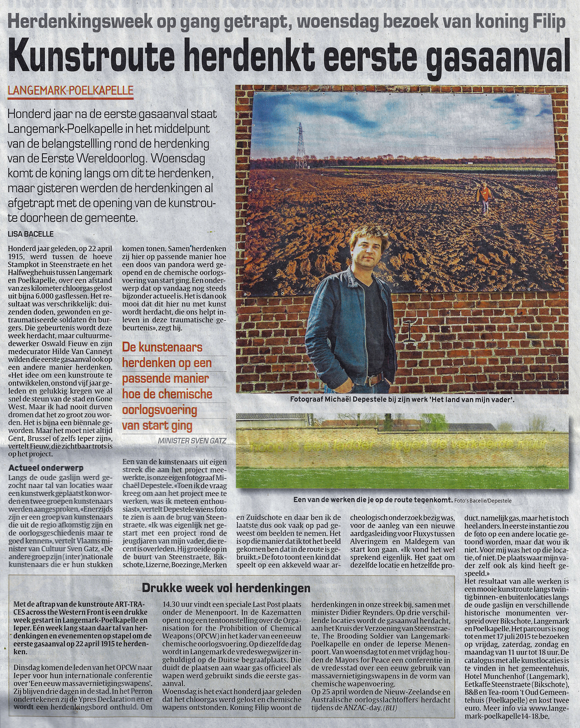 2015 - Het Laatste Nieuws - Kunstroute herdenkt eerste gasaanval