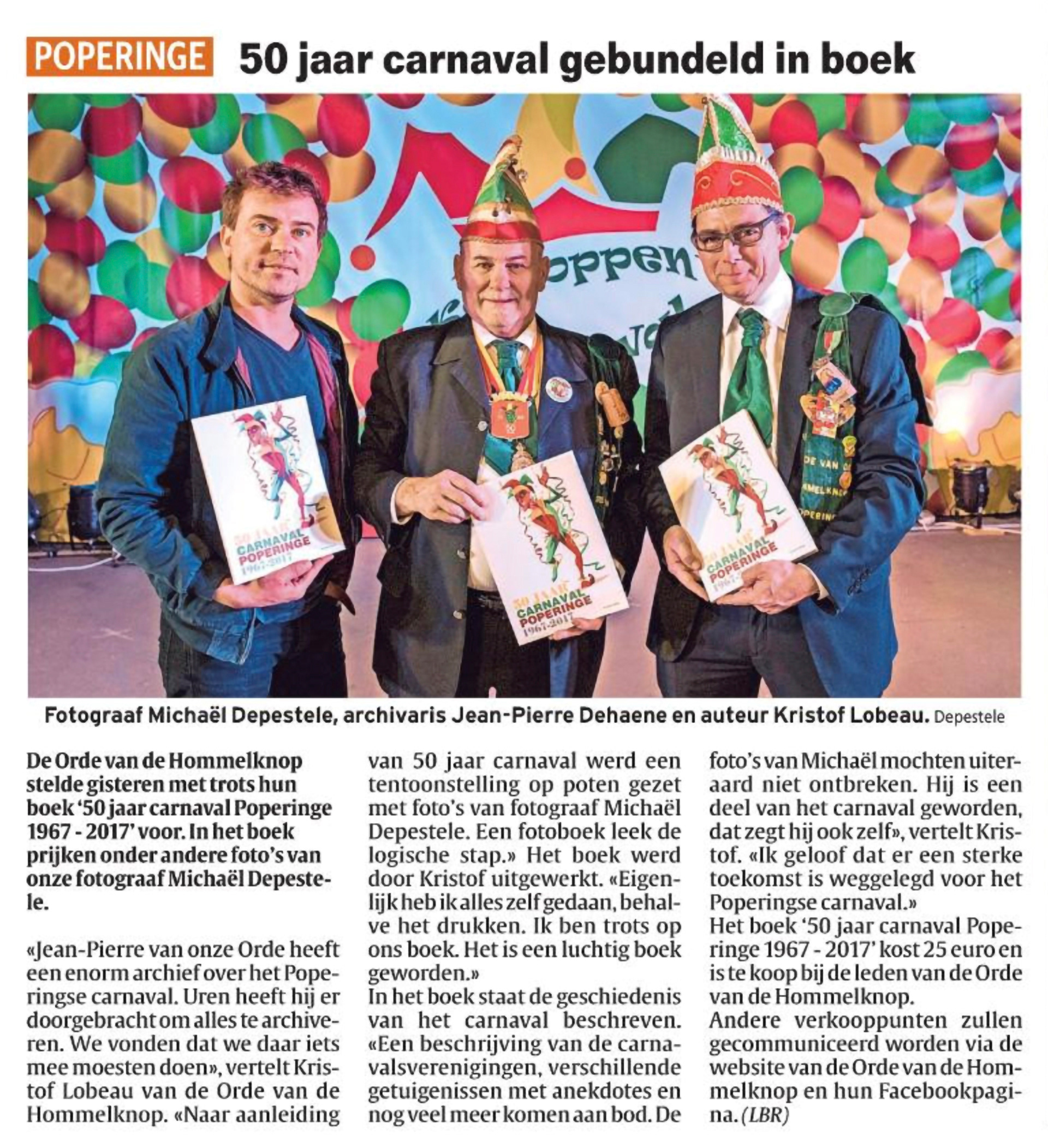 2017 - Het Laatste Nieuws - 50 jaar carnaval gebundeld in boek