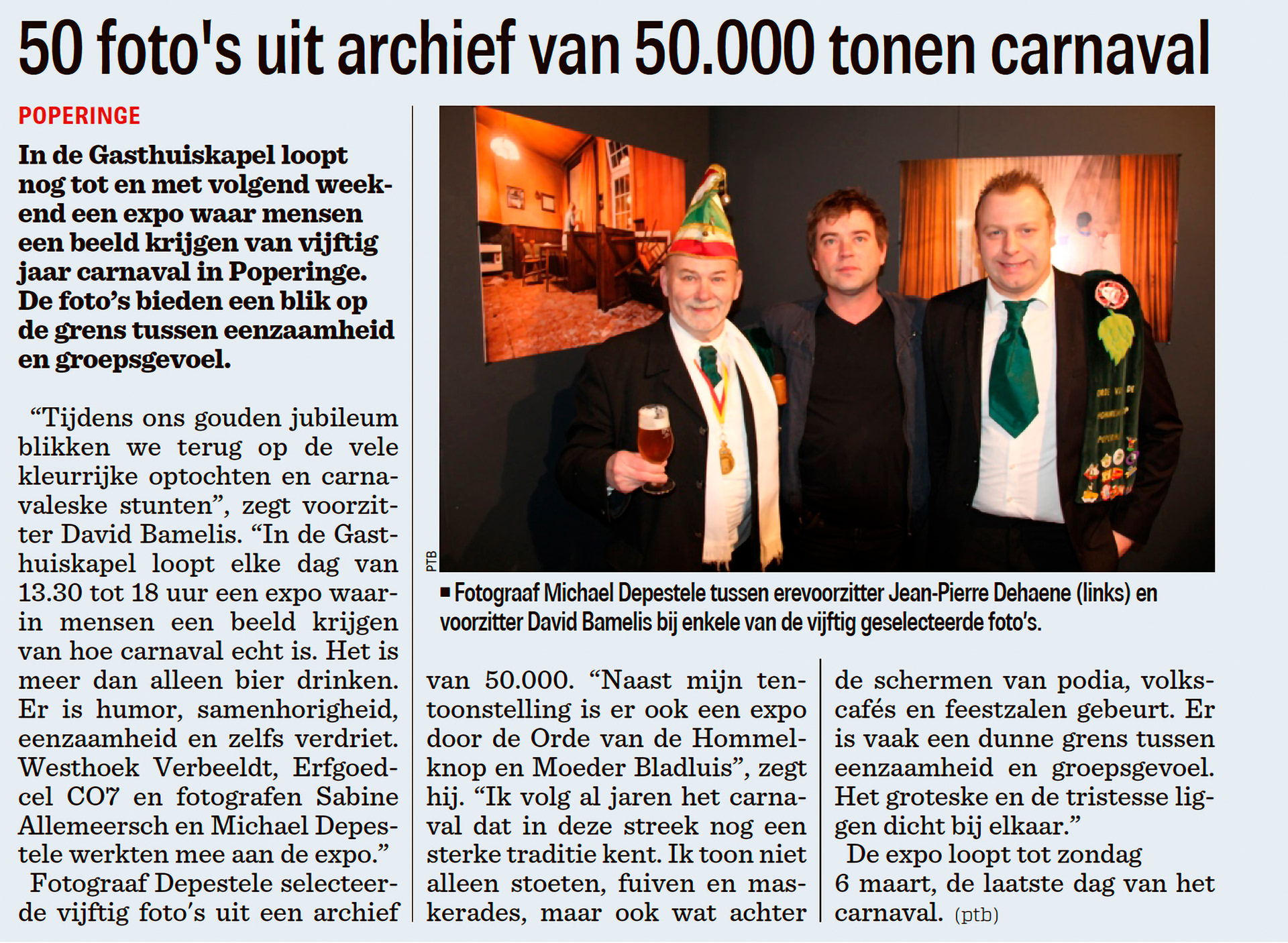 2016 - Het Nieuwsblad - 50 foto's uit archief van 50.000 tonen carnaval