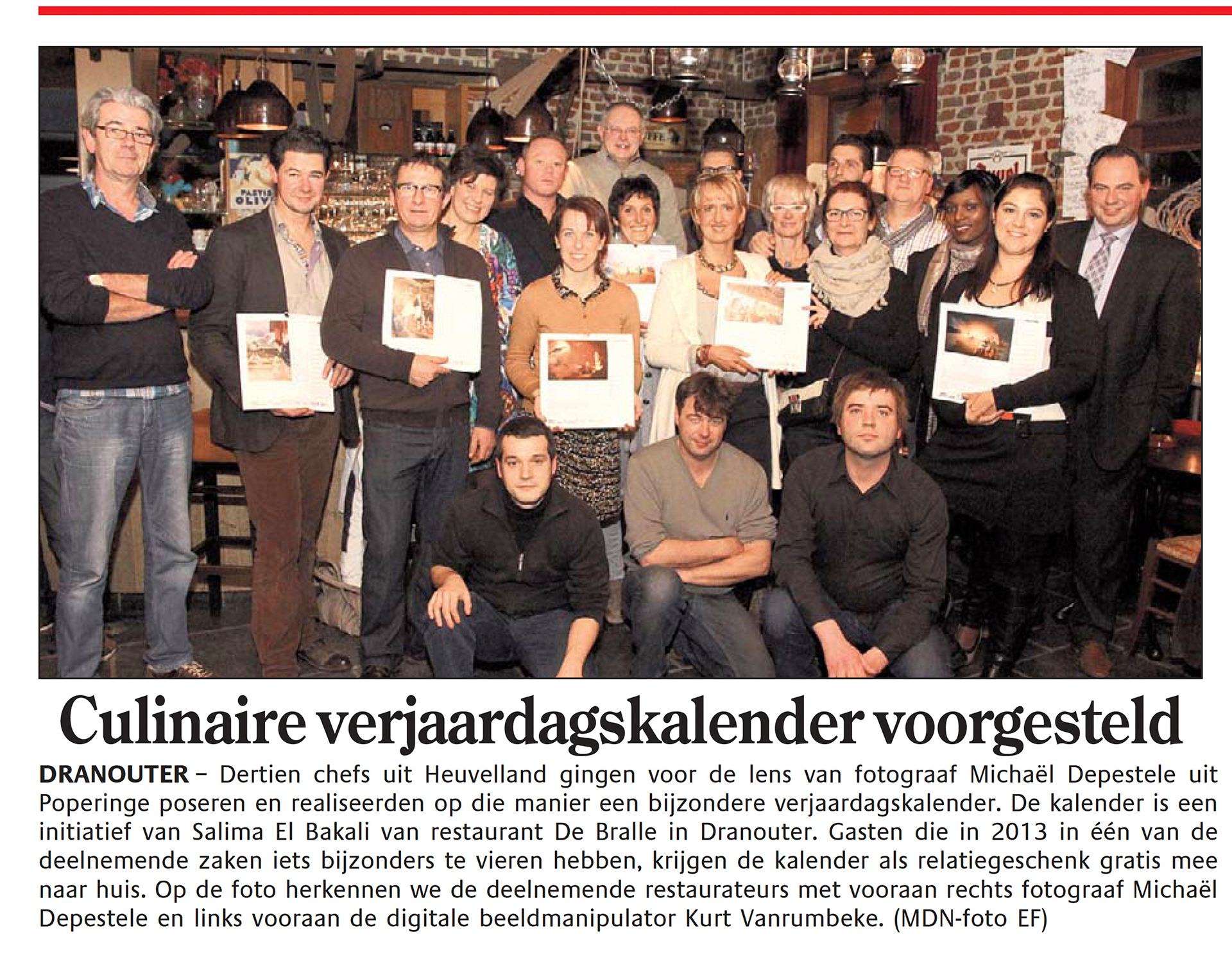 2012 - Krant van West-Vlaanderen - Het Wekelijks Nieuws - Culinaire verjaardagskalender voorgesteld