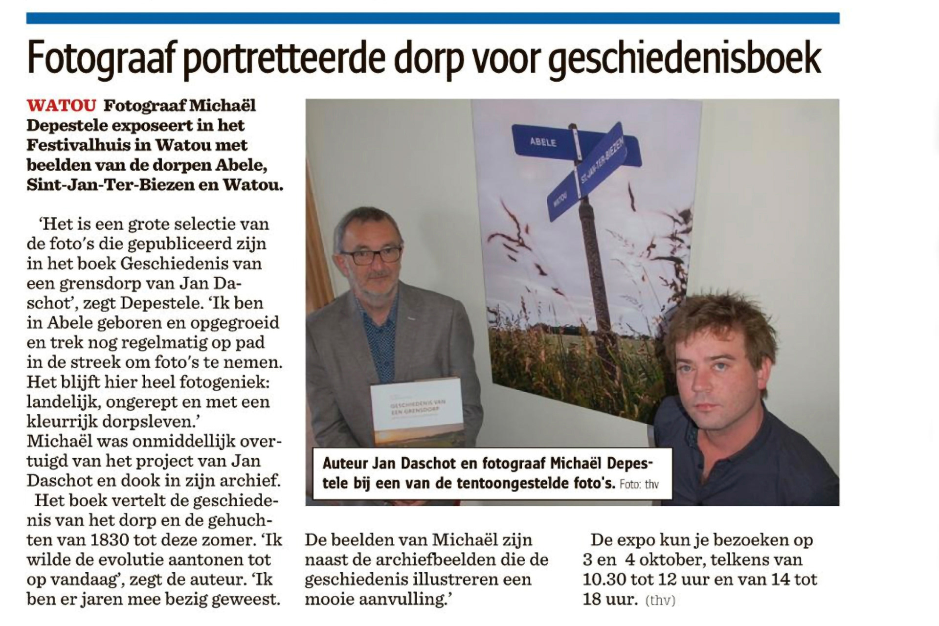 2015 - Het Nieuwsblad - Fotograaf portretteerde dorp voor geschiedenisboek