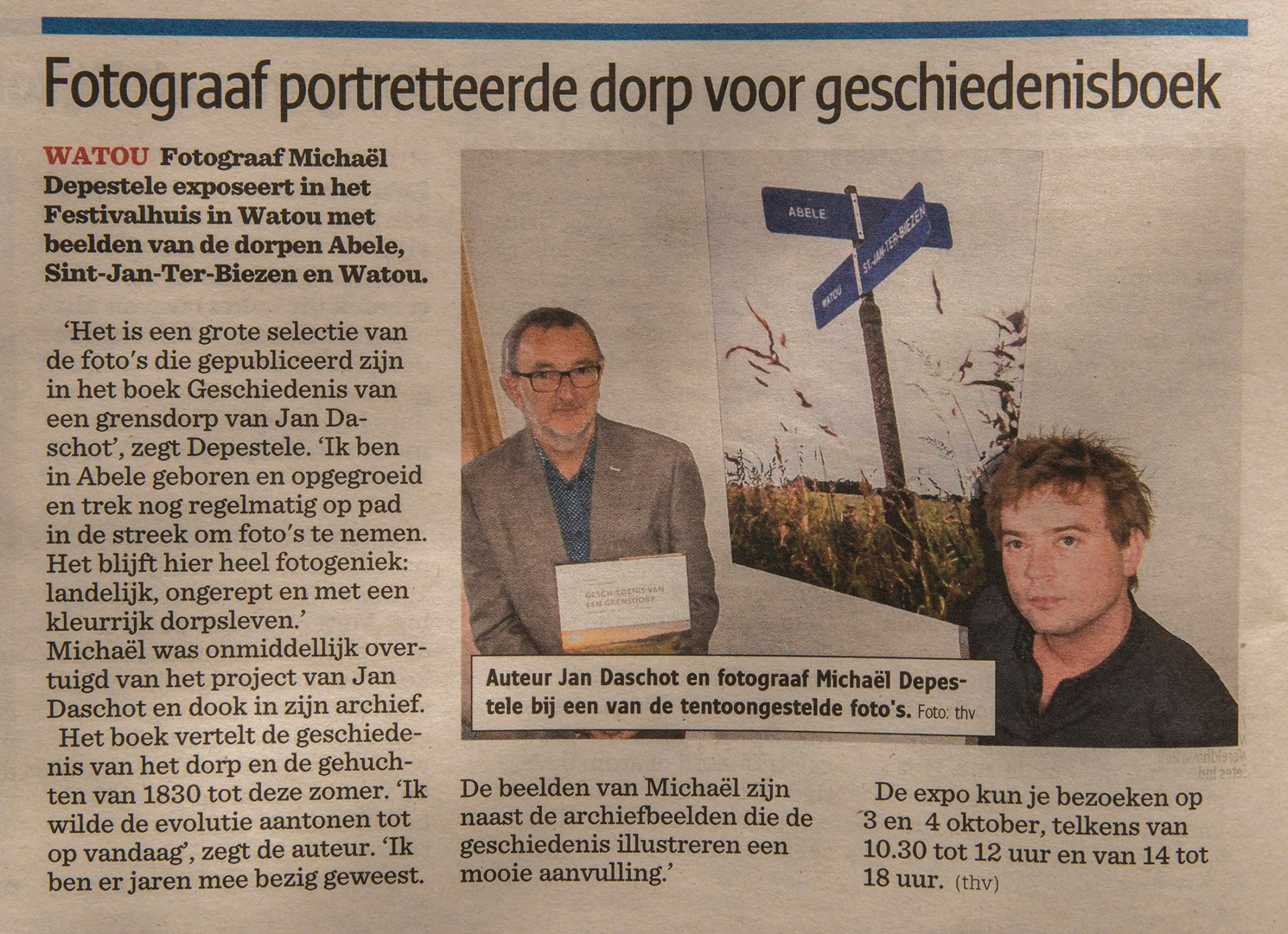 2015 - Het Nieuwsblad - Fotograaf portretteerde dorp voor geschiedenisboek