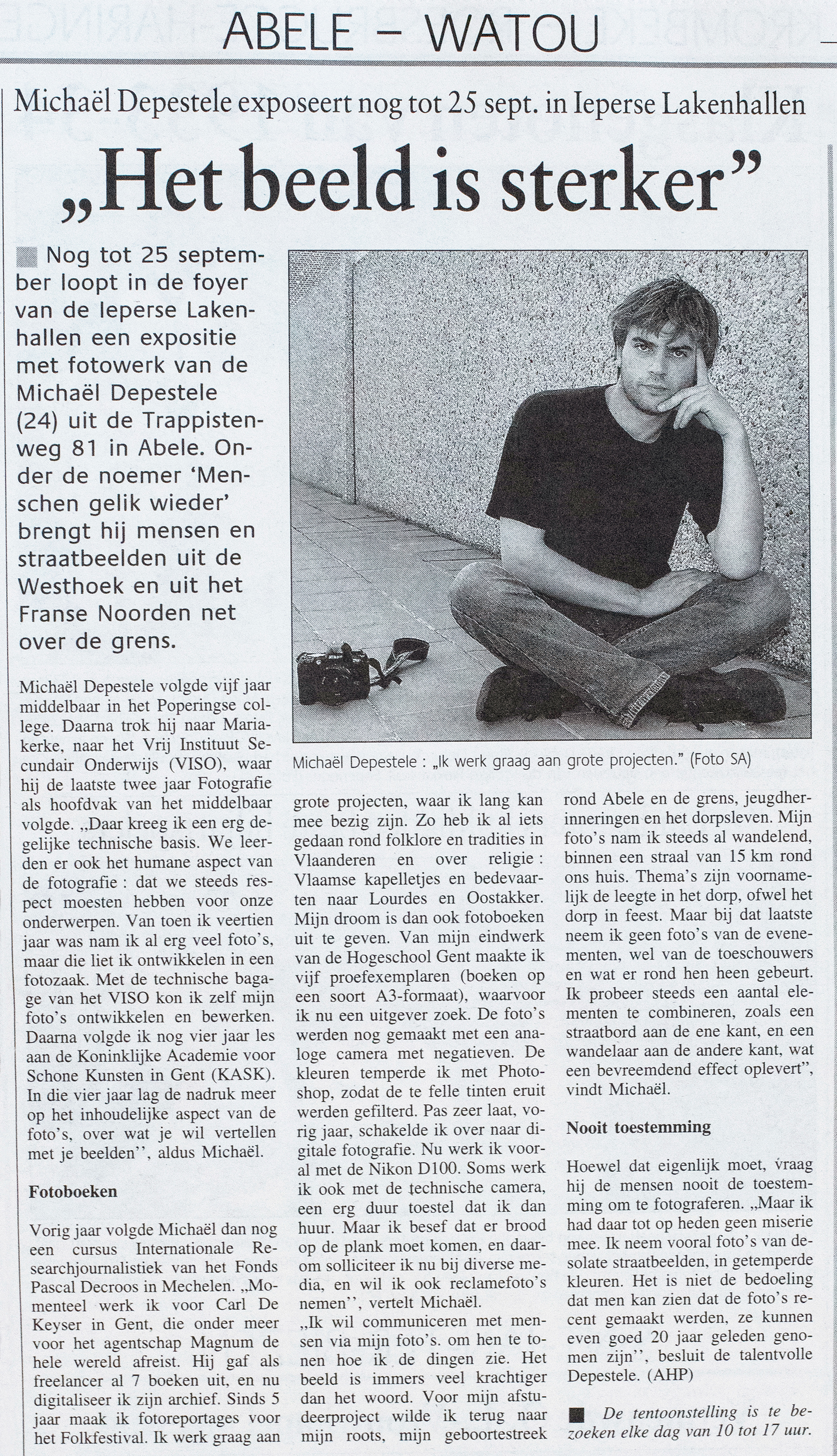 2005 - Krant van West-Vlaanderen - Het Wekelijks Nieuws - Het beeld is sterker