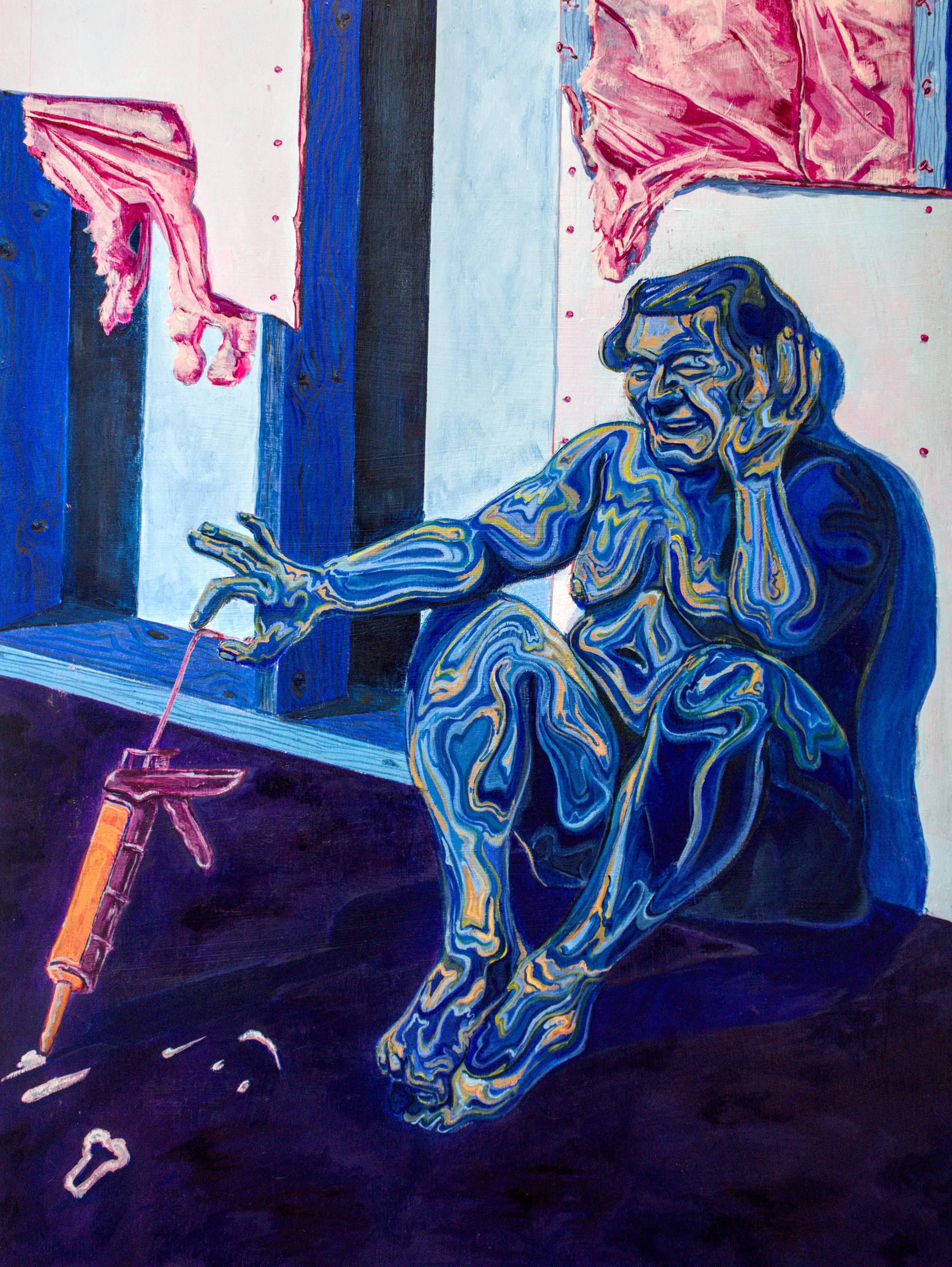 Playing with Caulk | Acrylic on Wood Panel | 48"x36" | 2025