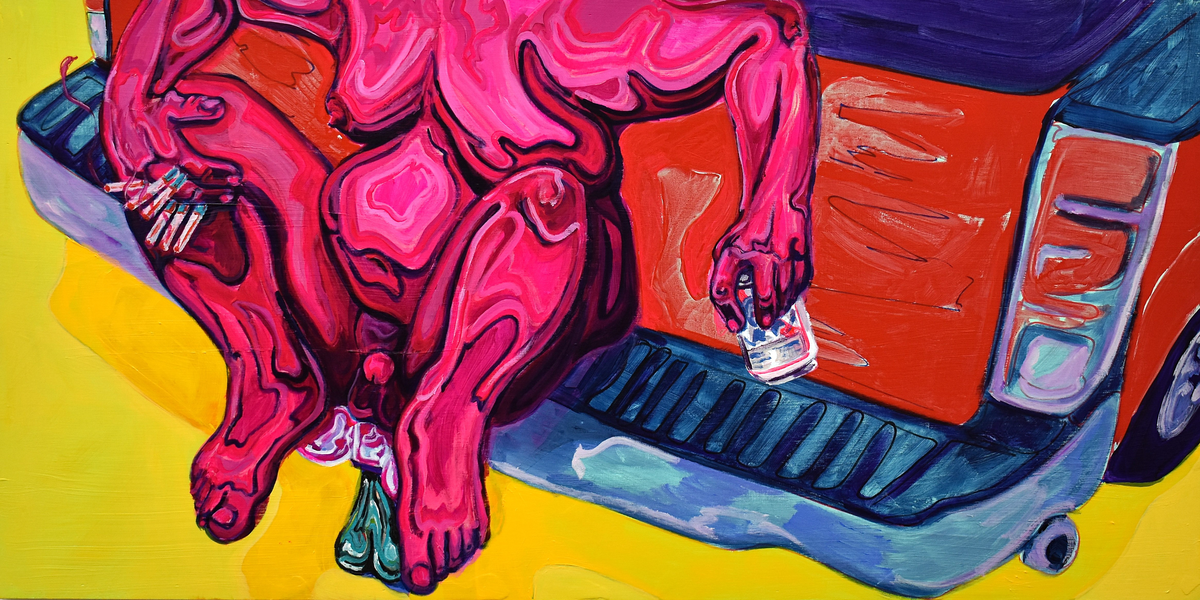 Truck Nuts | Acrylic on Wood Panel | 20" x 40" | 2024