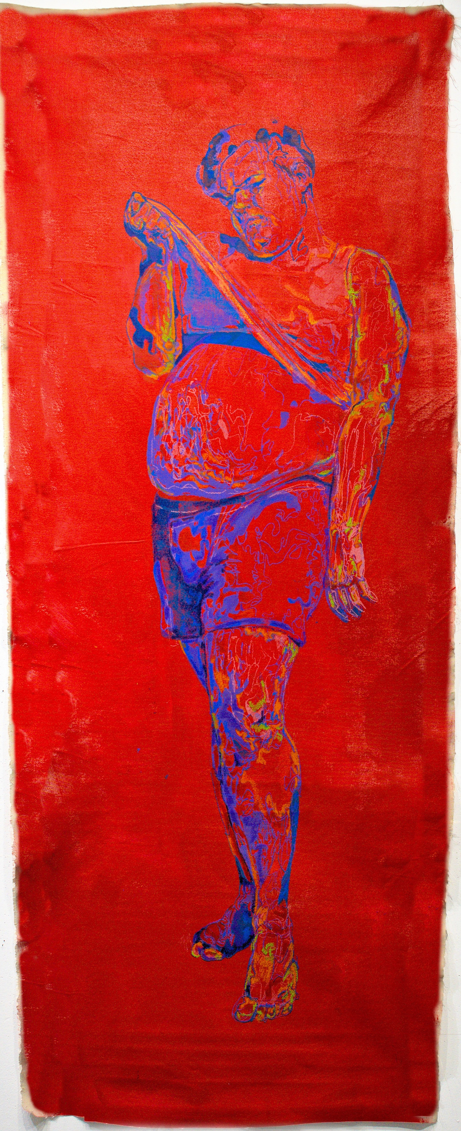 Identity | Acrylic, Screen Print, and Wax Pastel on Unstretched Canvas | 2022