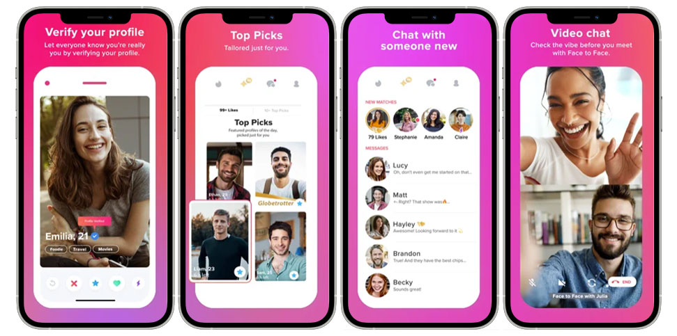 Tinder mockups used for inspiration