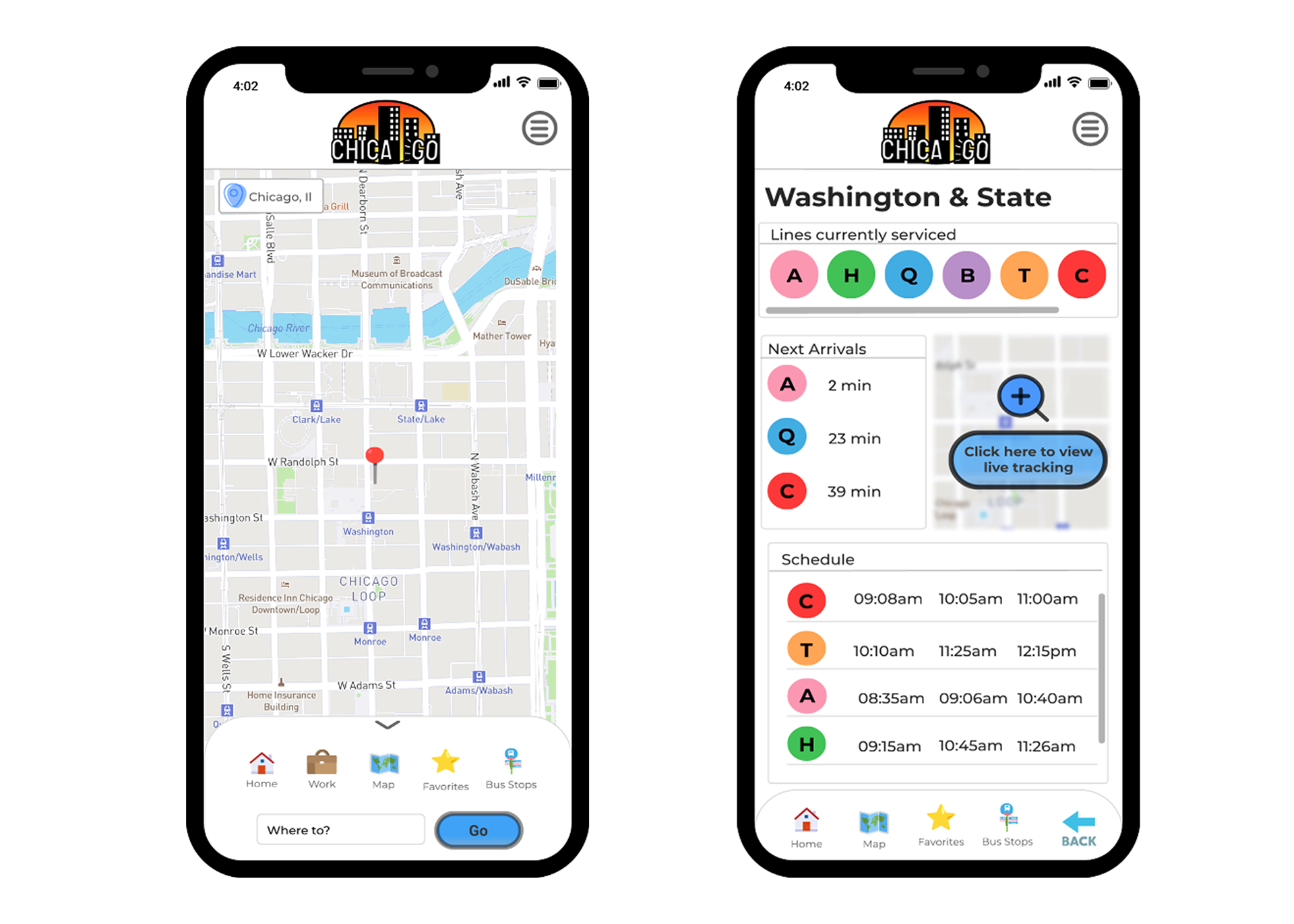 Mockup images of app