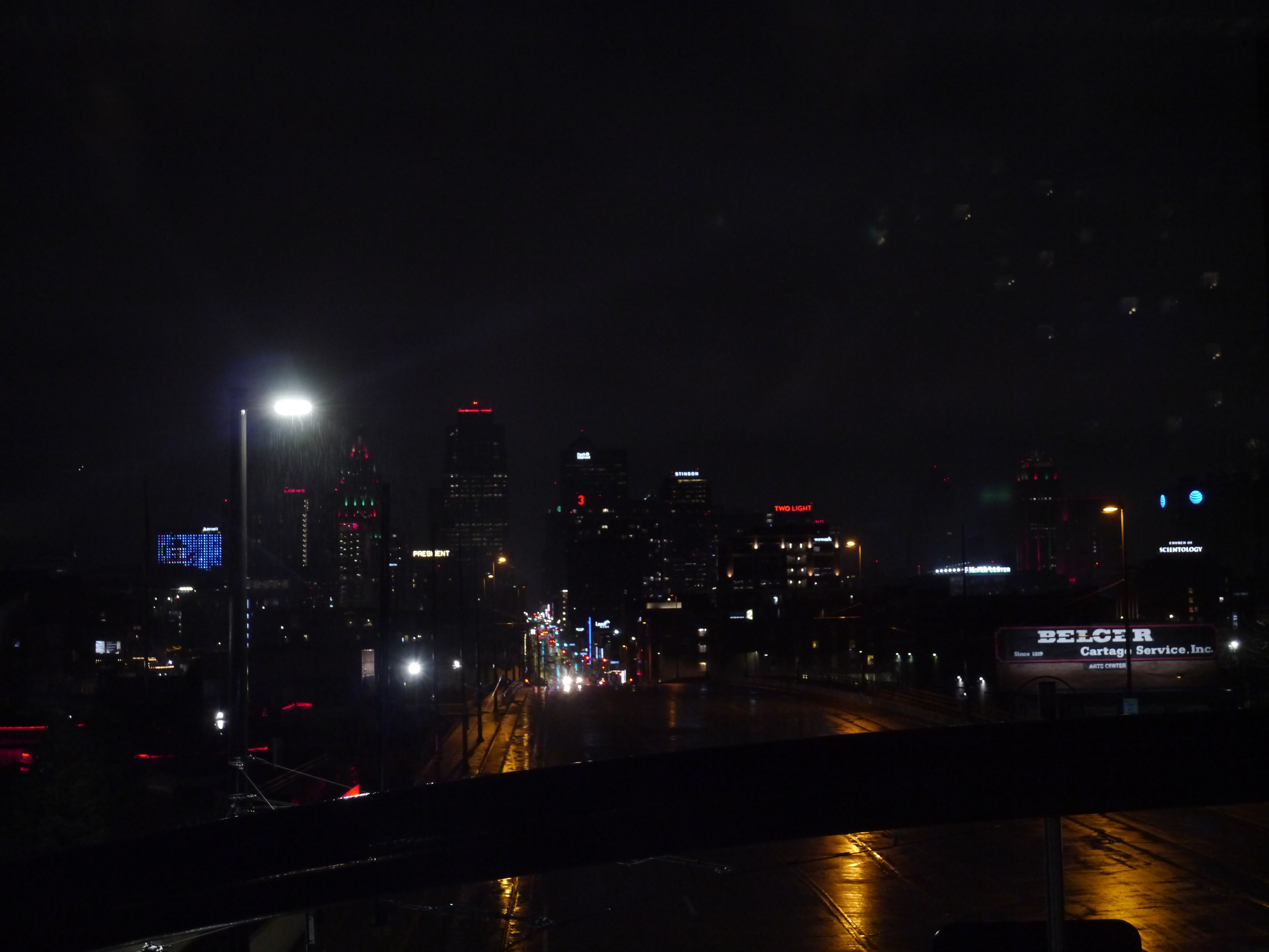 Nightview of Downtown Kansas City inside The Link walkway; December 24th, 2023. 