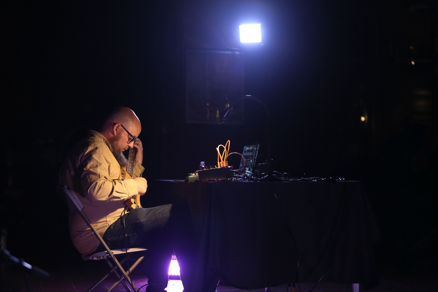 Keith Fullerton Whitman headlining Night 1 of Non-Event's Waterworks Festival 2025 at the Metropolitan Waterworks Museum; April 25th, 2025.