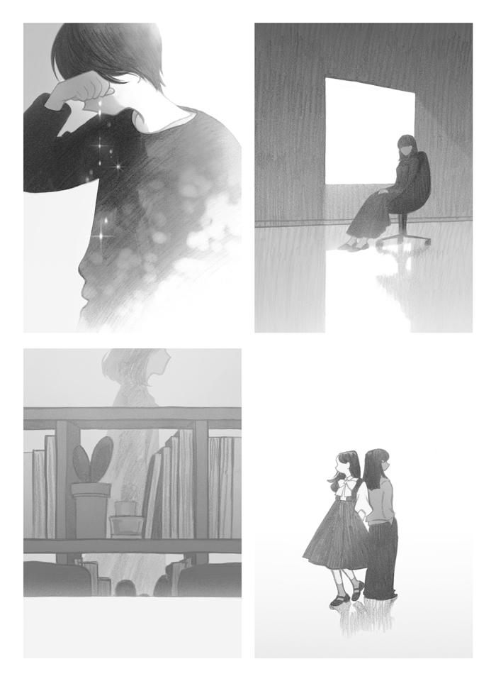 見上げればロフトの窓に　挿絵