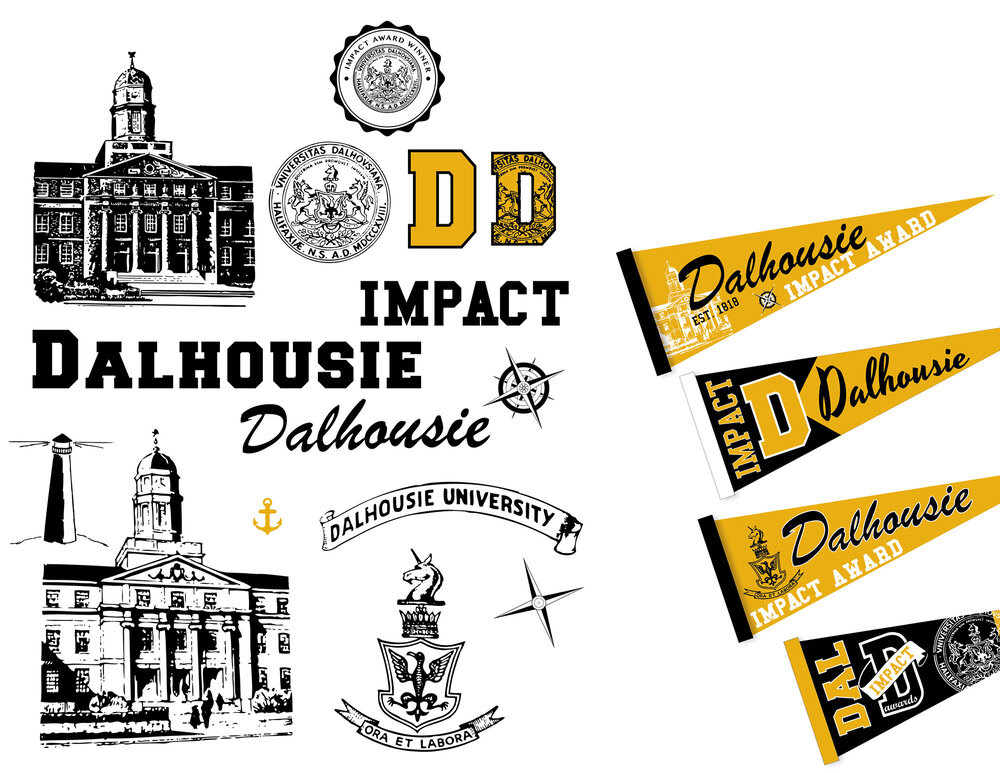 The Award itself needed to be a unique and interesting piece that students would find useful. During my time working at the Dal Bookstore, I found pennants were always popular, so I designed a custom ordered pennant which we framed with a custom plaque for each award winner.