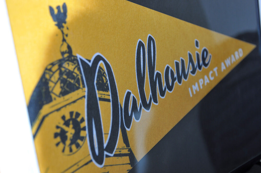 The final design featured Dal's iconic "Henry Hick's" building; a symbolic Dal building that everyone recognized. I wanted the design to have a vintage feel, so I used old Dal yearbooks for inspiration.