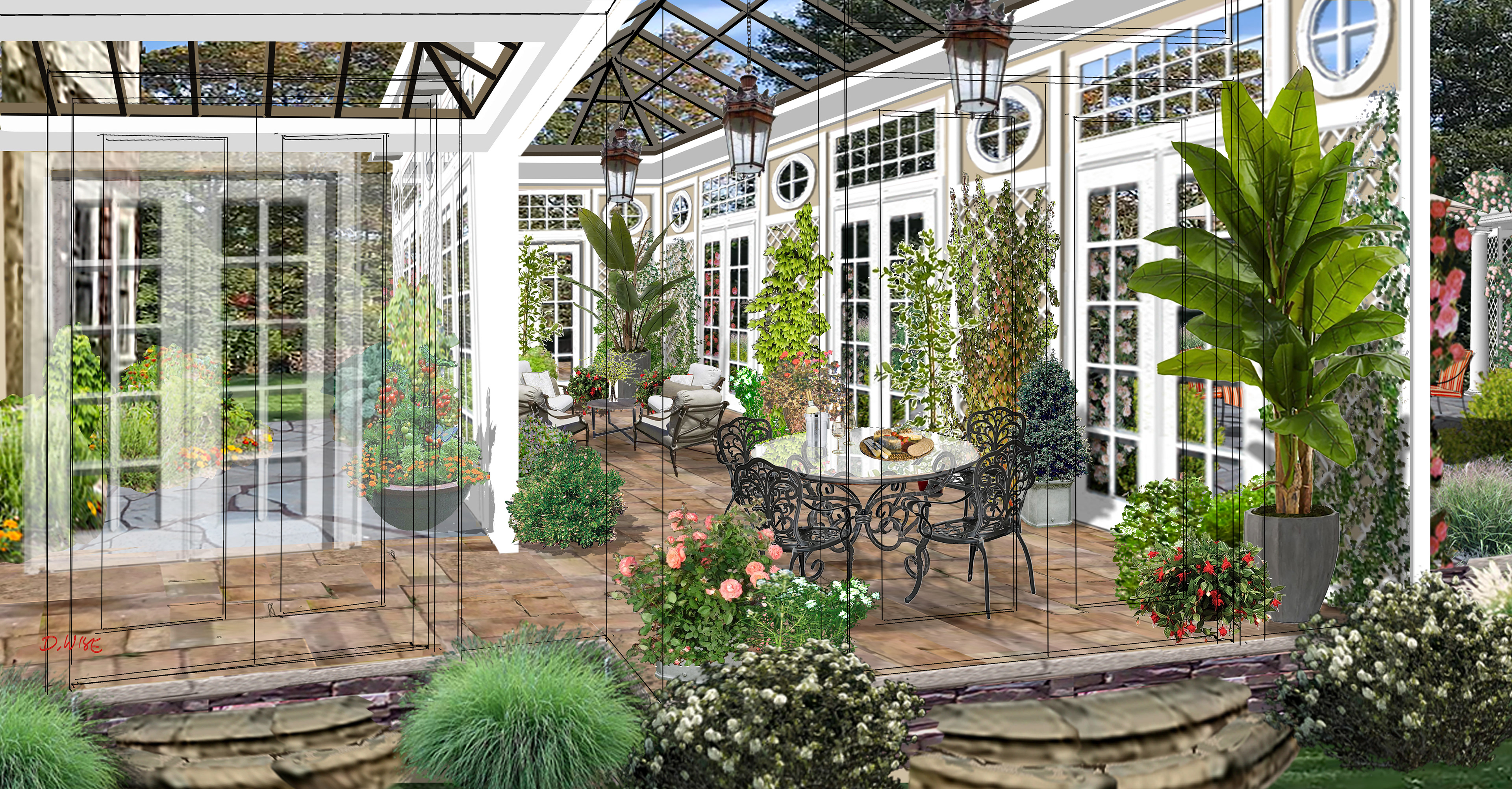 Ghosted Interior view with Kitchen Garden
