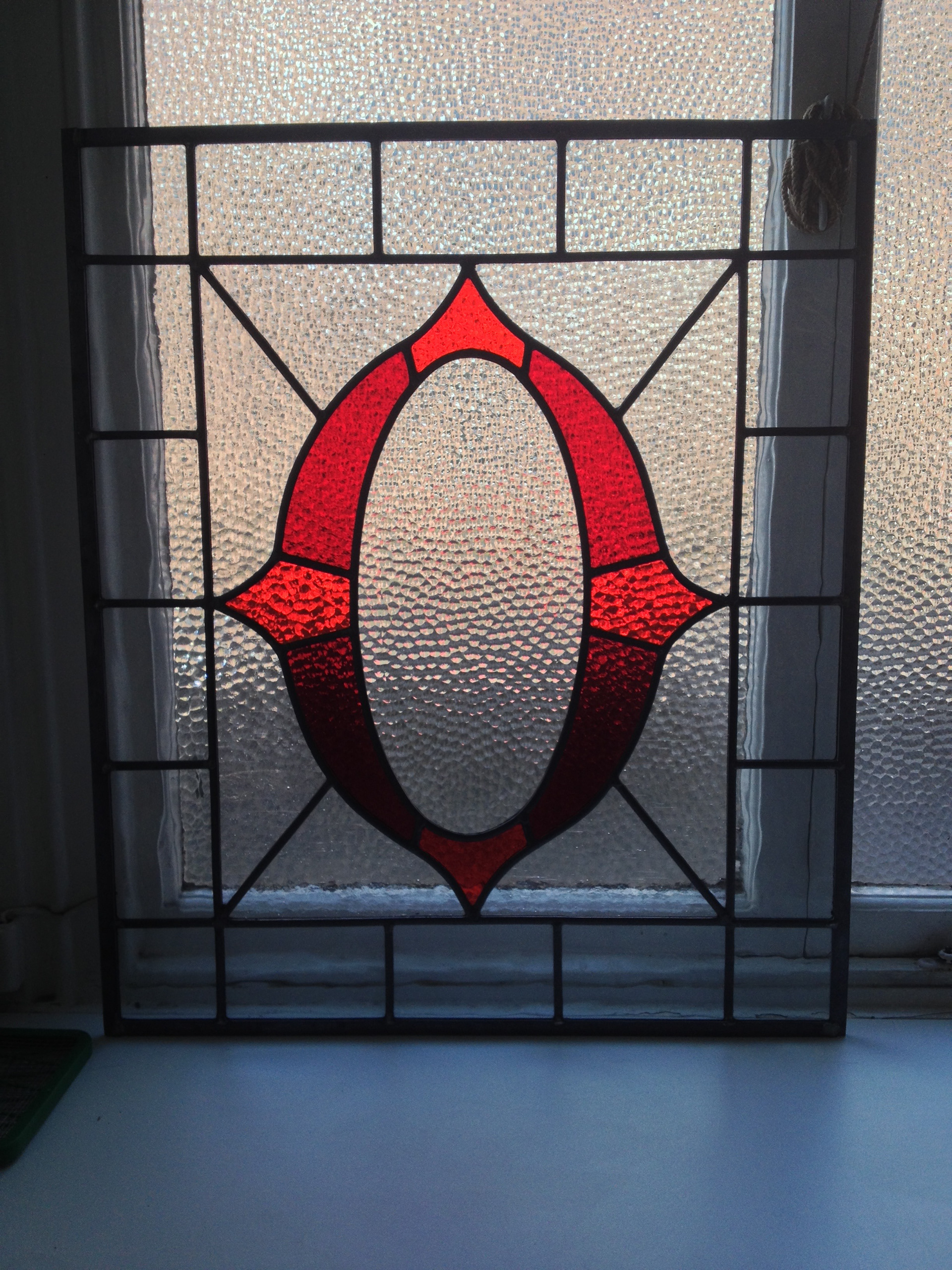 Traditional Stained glass leaded light original Art Nouveau theme by Zoe Eady of The Glass Garden. Front door panels using bevelled ovals.