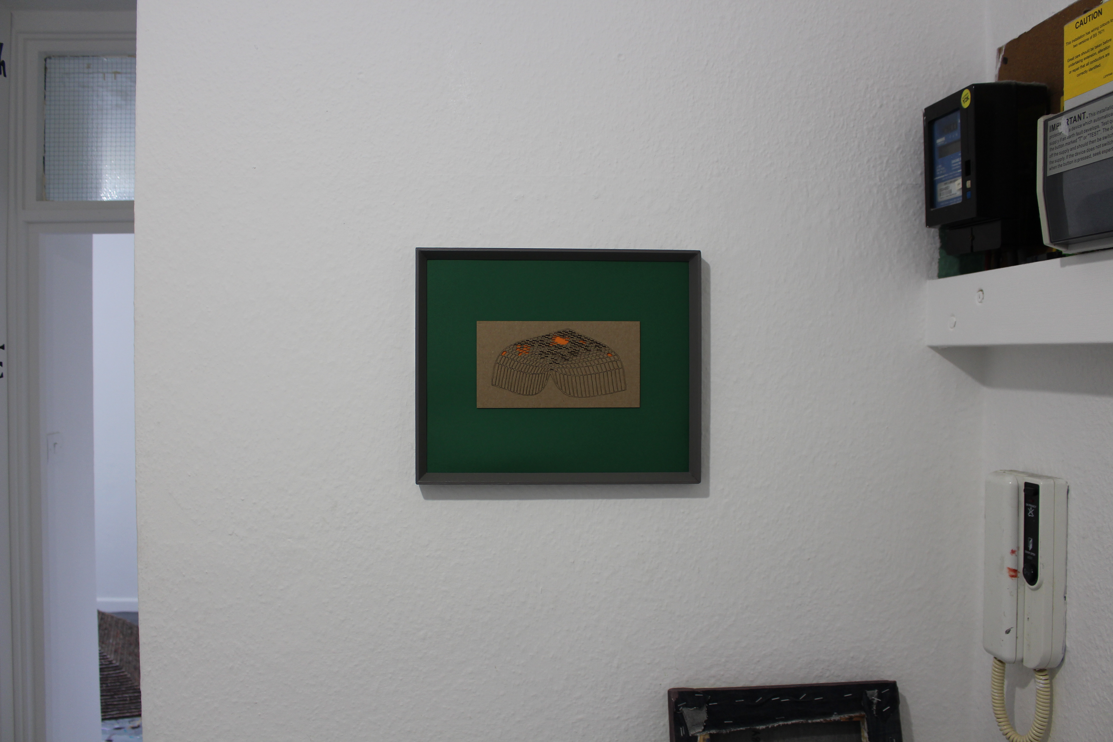 Ben Coleman - "Hive" - 2024 - mixed media collage - 22 x 32 cm (framed)