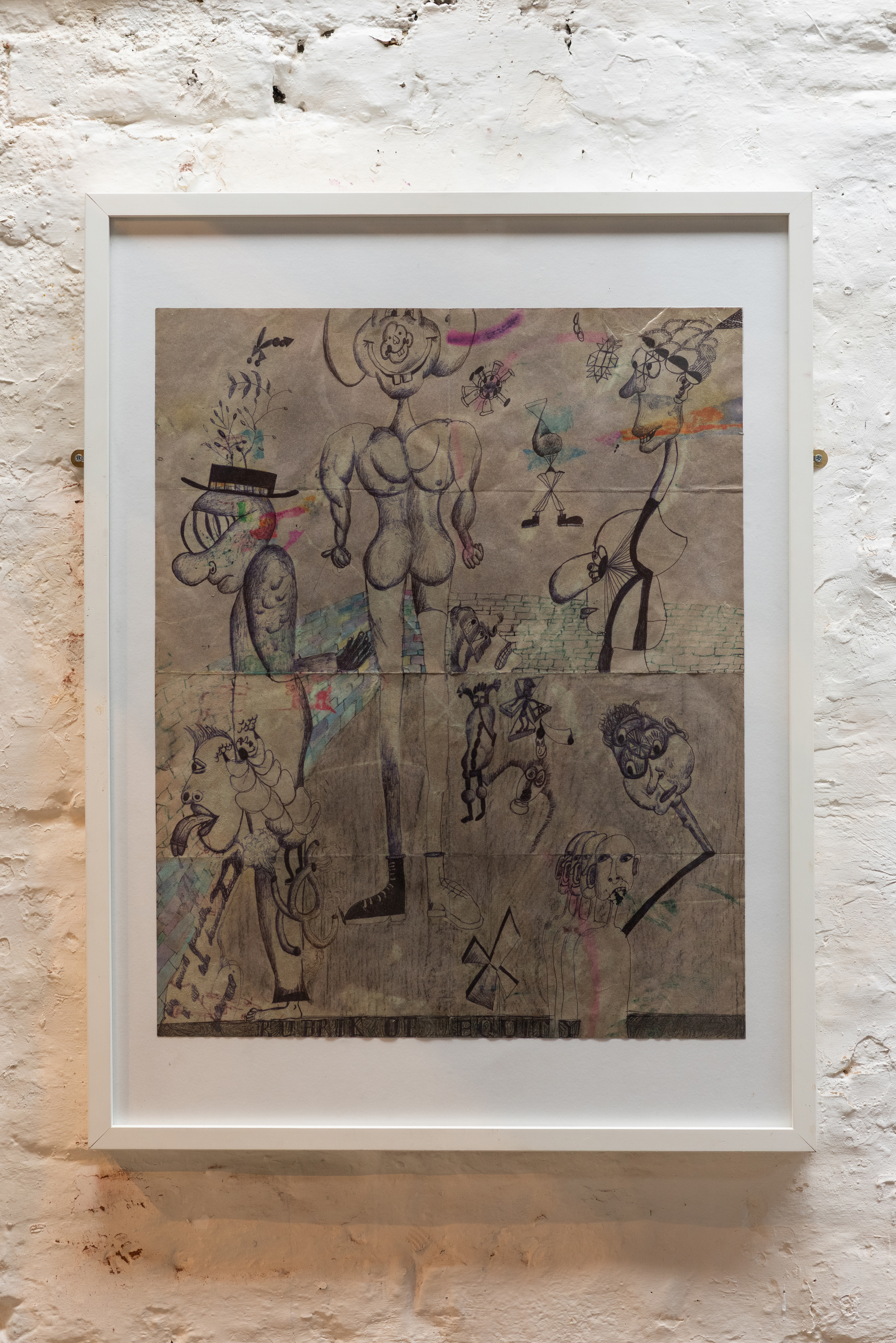 Benjamin Prosser -  Cunt Tactics II  - (2019) -  ink, biro, oil, watercolour on paper -  62 x 51 cm