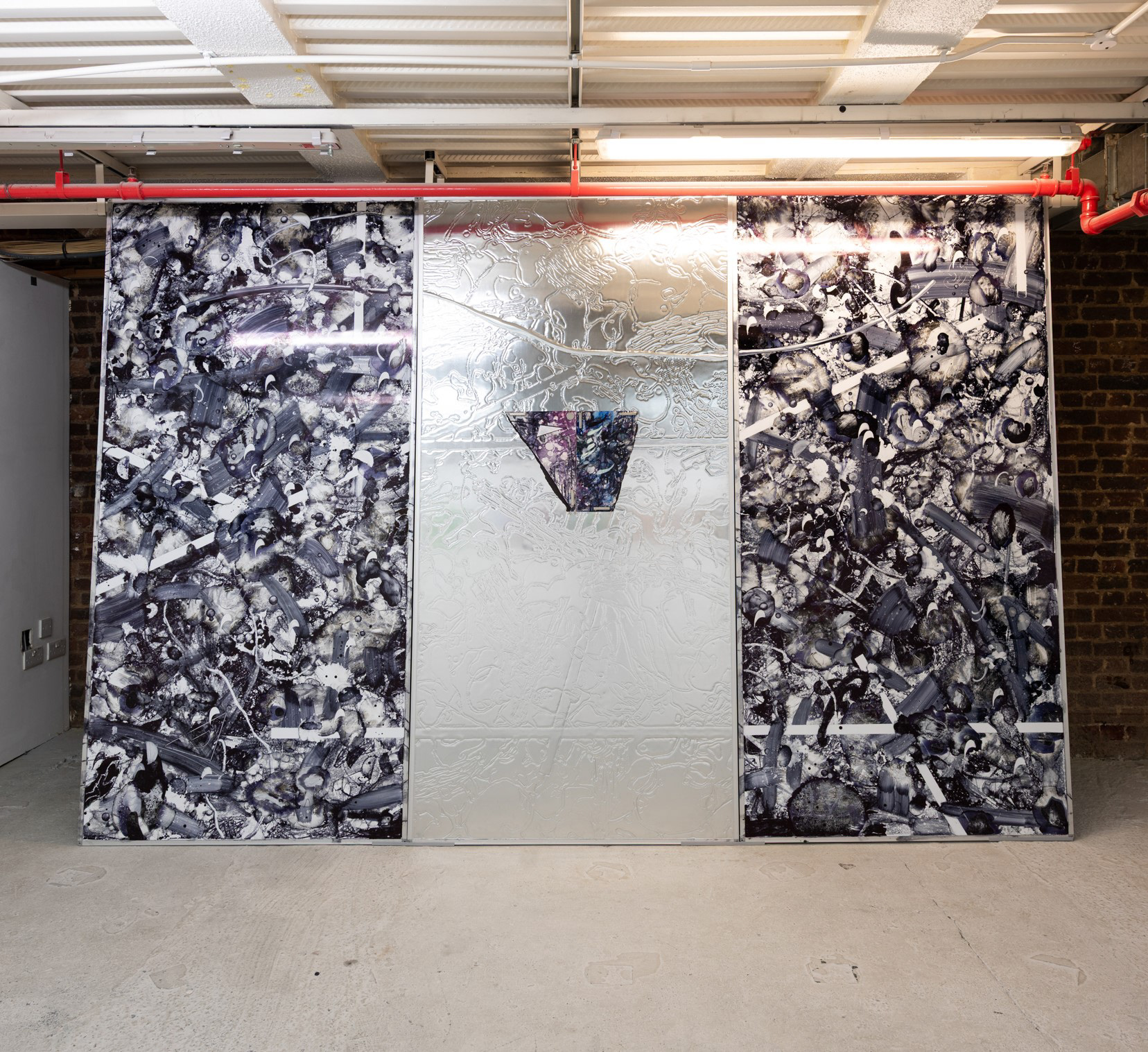 Camilo Parra - Unlearnt Lessons (2023-2025) - ink, magnets and engraving on magnetic whiteboards - 360 x 240cm