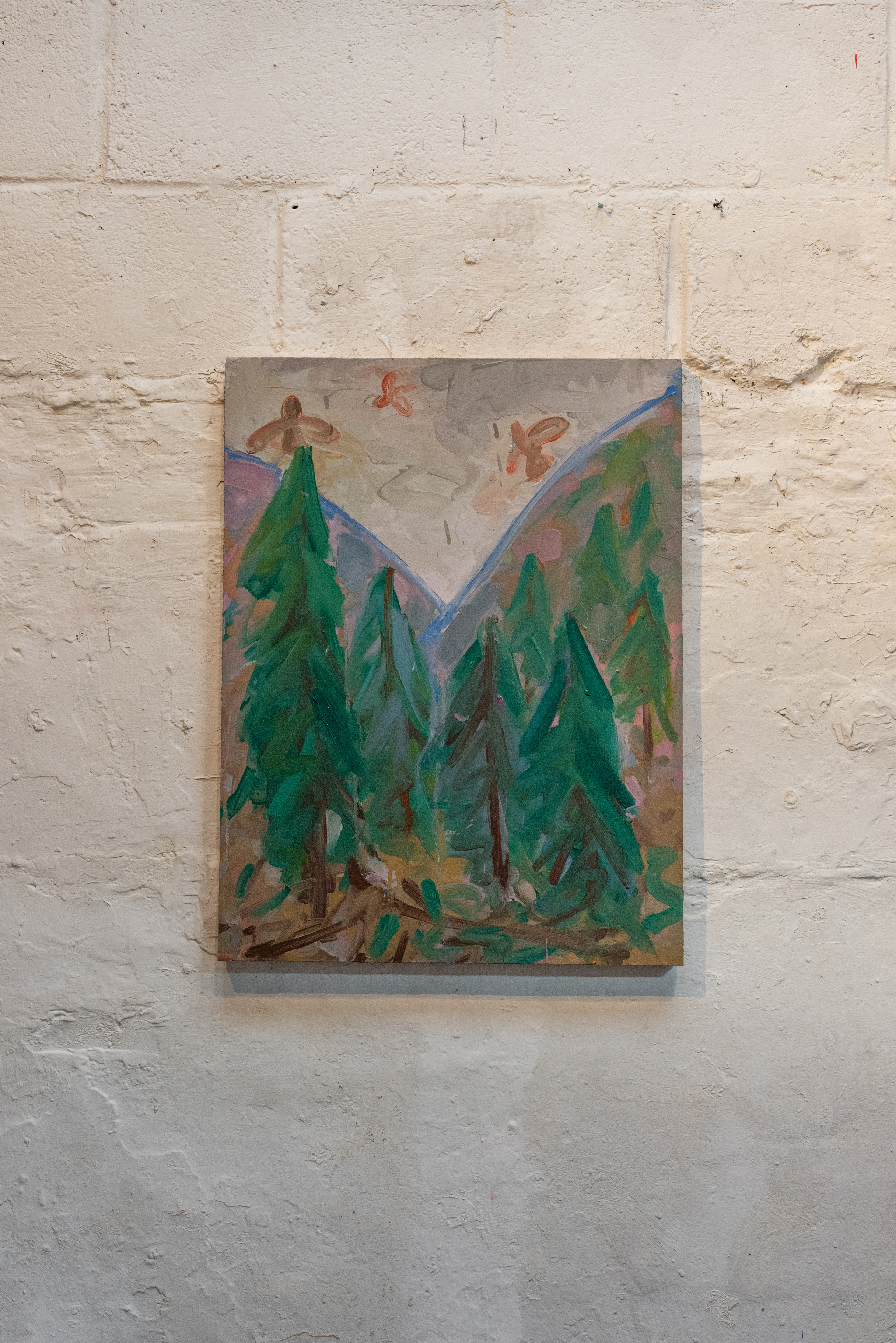 Leigh Curtis - Trees, Mountains, Eagles - (2025) -  Oil on board -  68 x 51.5 cm