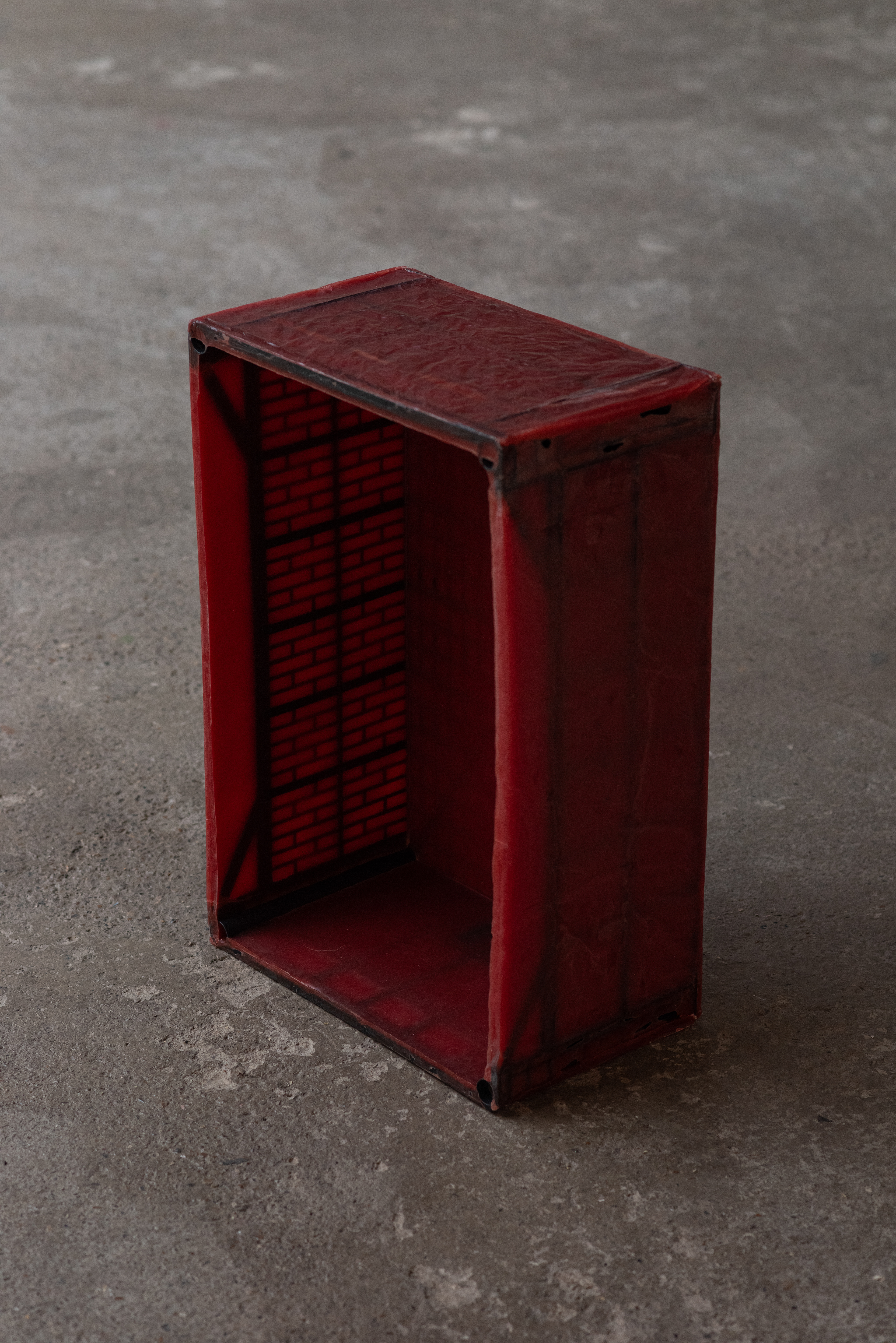 Darren O’Connor  - Untitled -  (2025) - plastic food crate, red candle wax - 60 x 40 x 25 cm