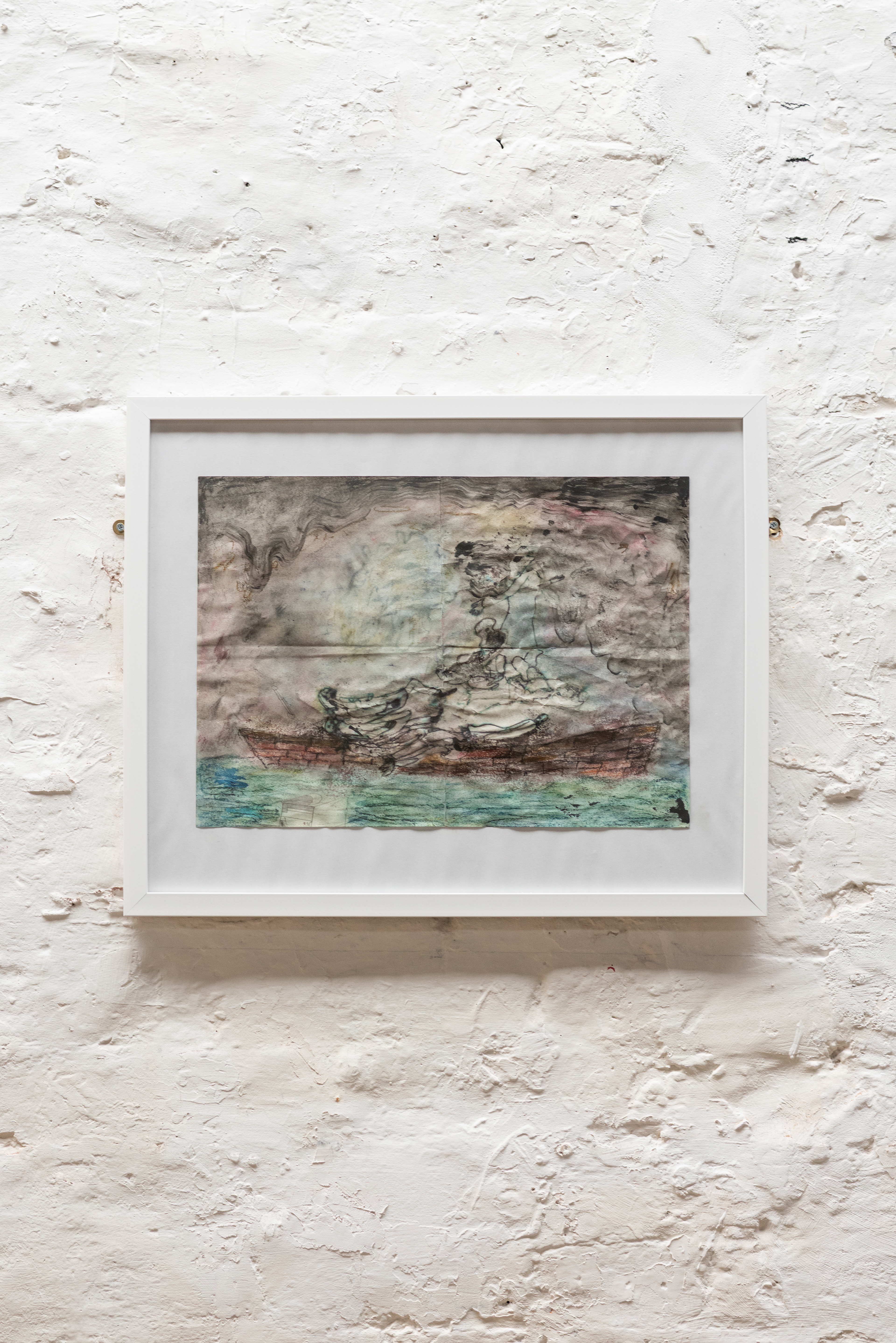 Benjamin Prosser -  Brick Boat - (2024) -  Pencil, ink, pastel, chalk on paper - 29 x 42 cm