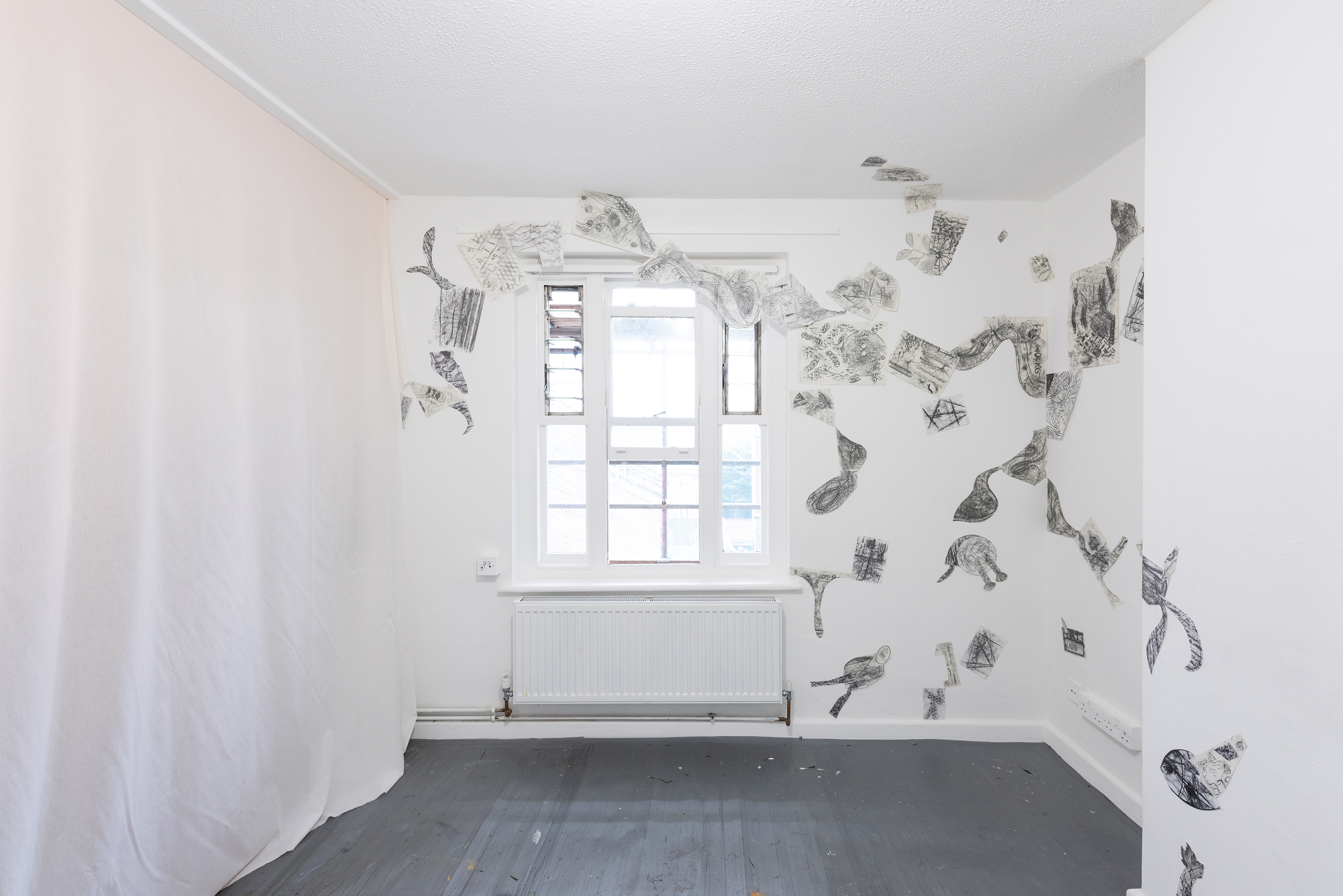 Hallam Wood & Nima Shafiani 'Drawing inspiration, moving pathways' - 2024 - graphite on paper - dimensions variable
