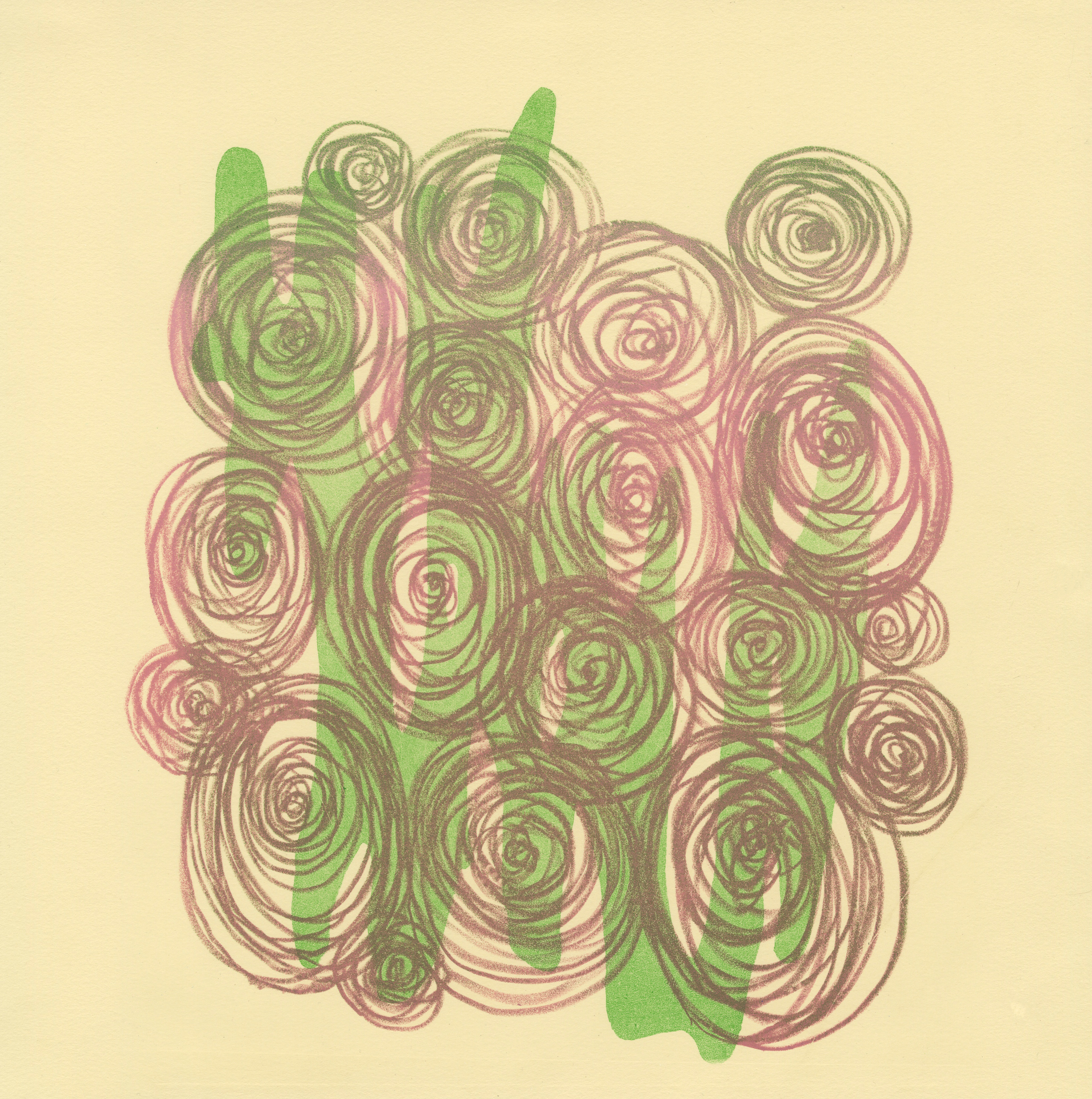 "Roses", stone lithograph.