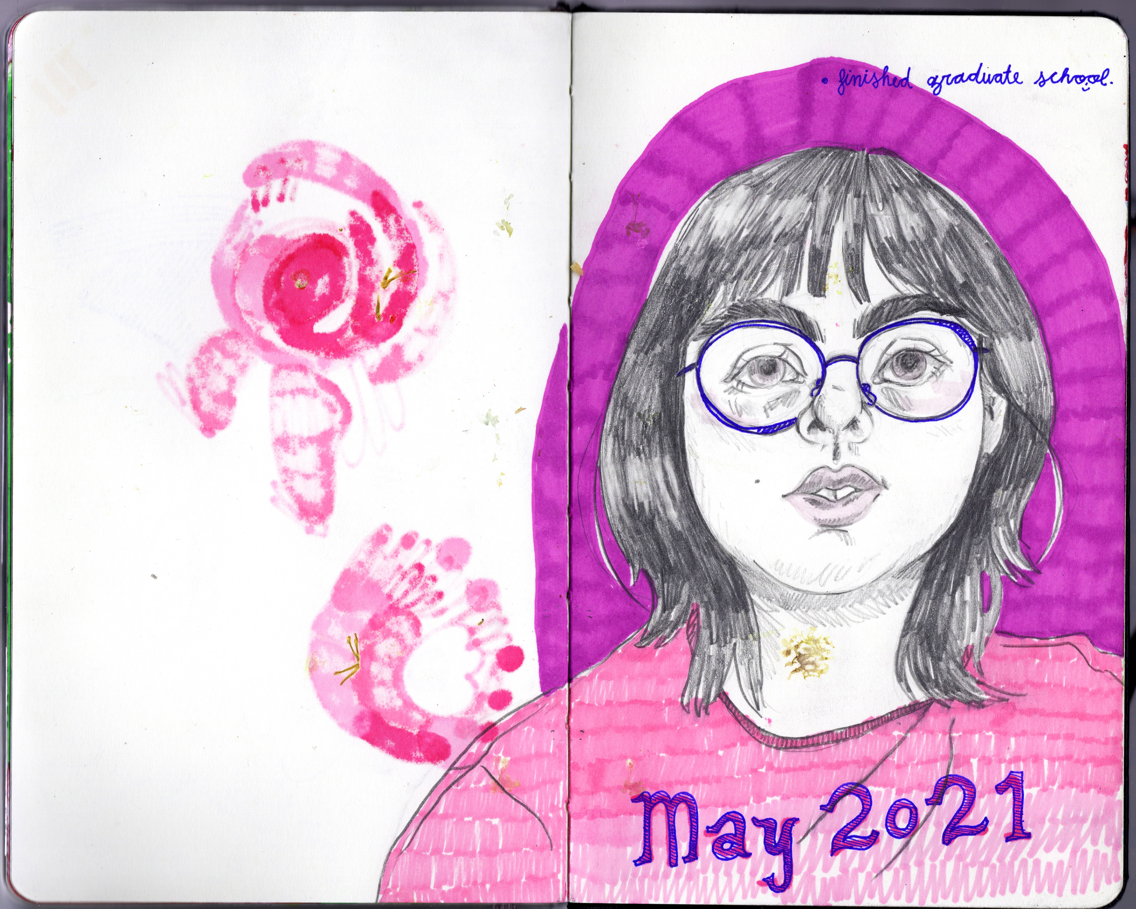 2021, pencil, sharpie, and le pens.