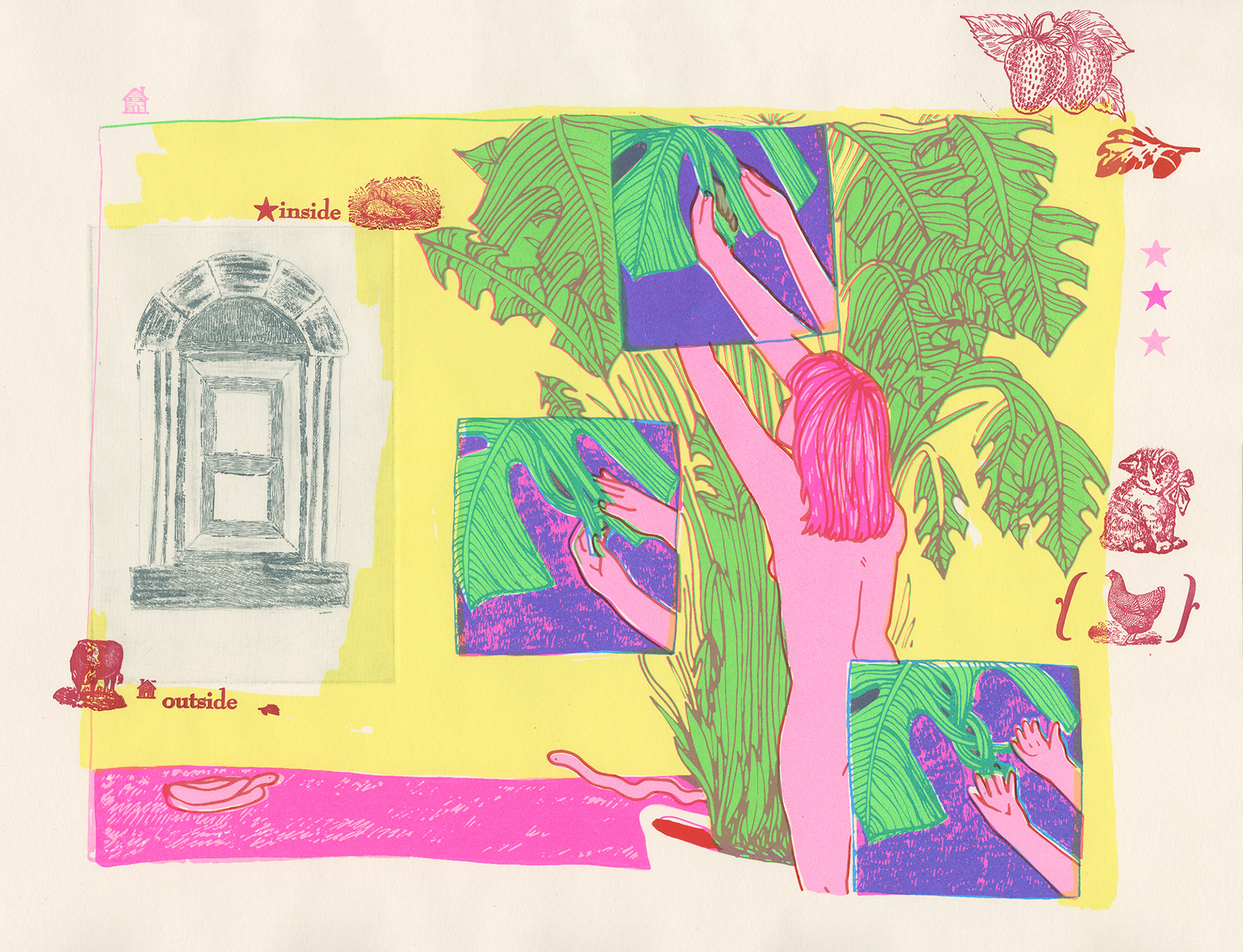 "Garden", intaglio, screenprint, letterpress.