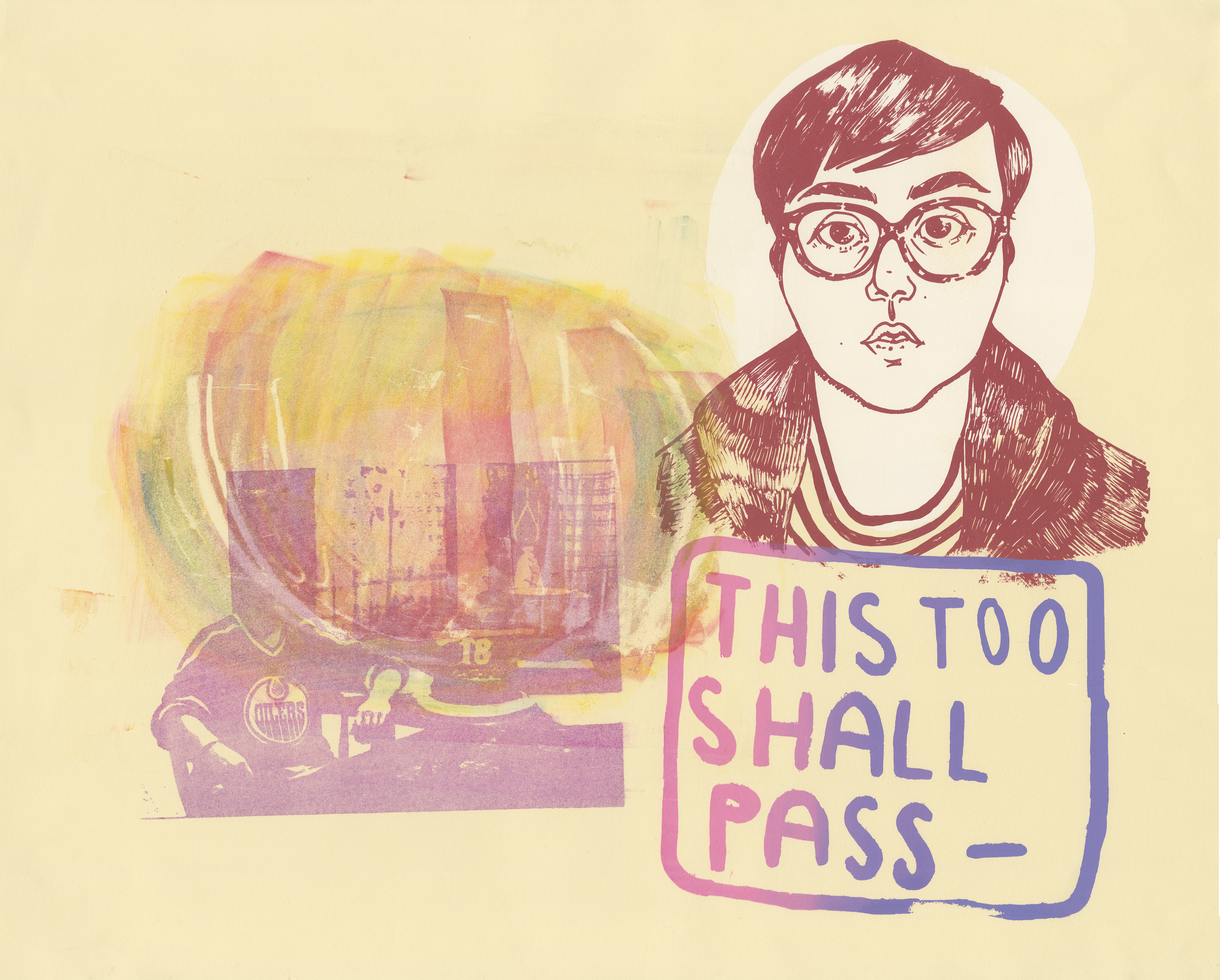 "This, Too", screenprint and photo transfer onto stone.