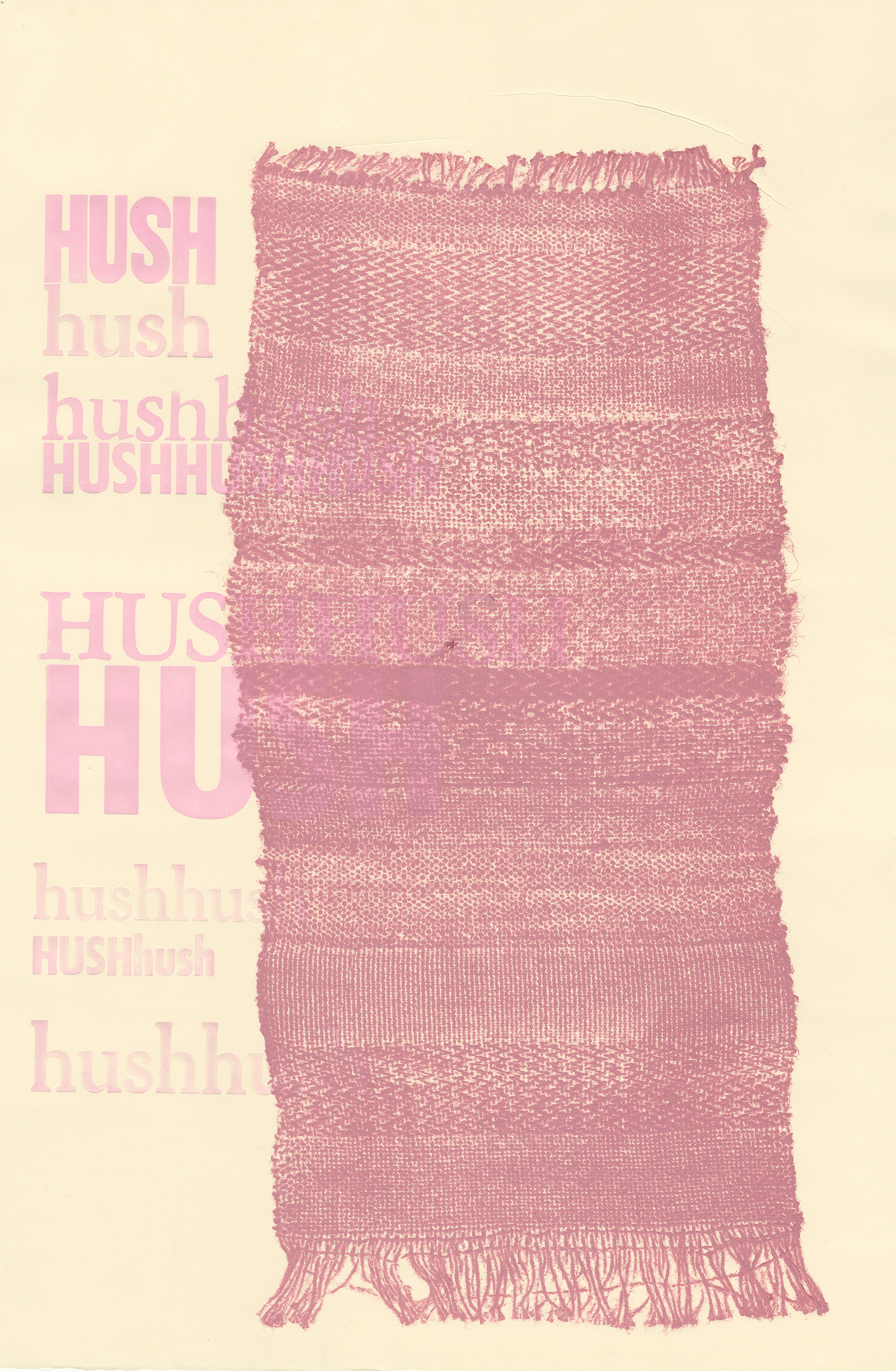 "Hush", collagraph, letterpress.
