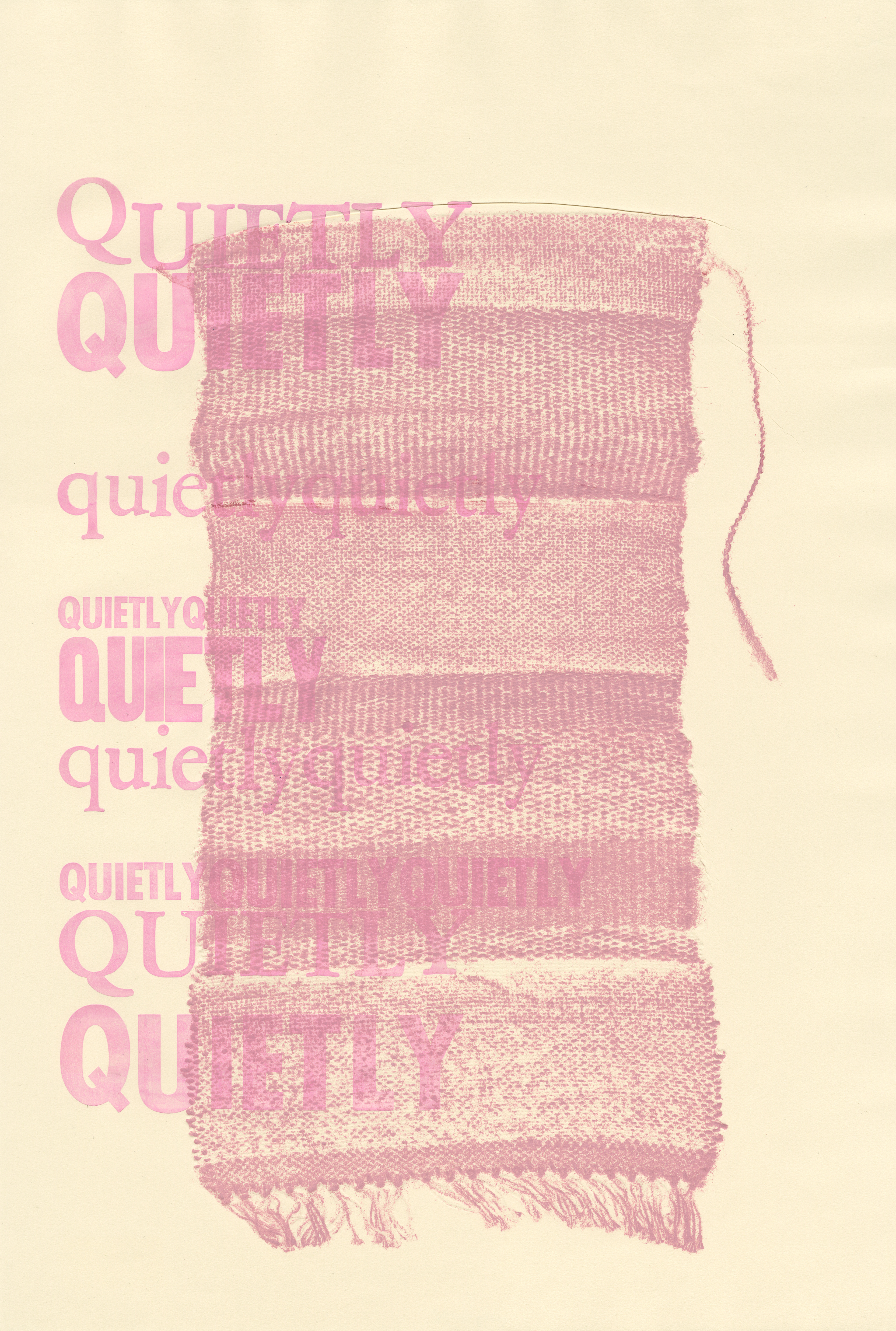 "Quietly", collagraph, letterpress.