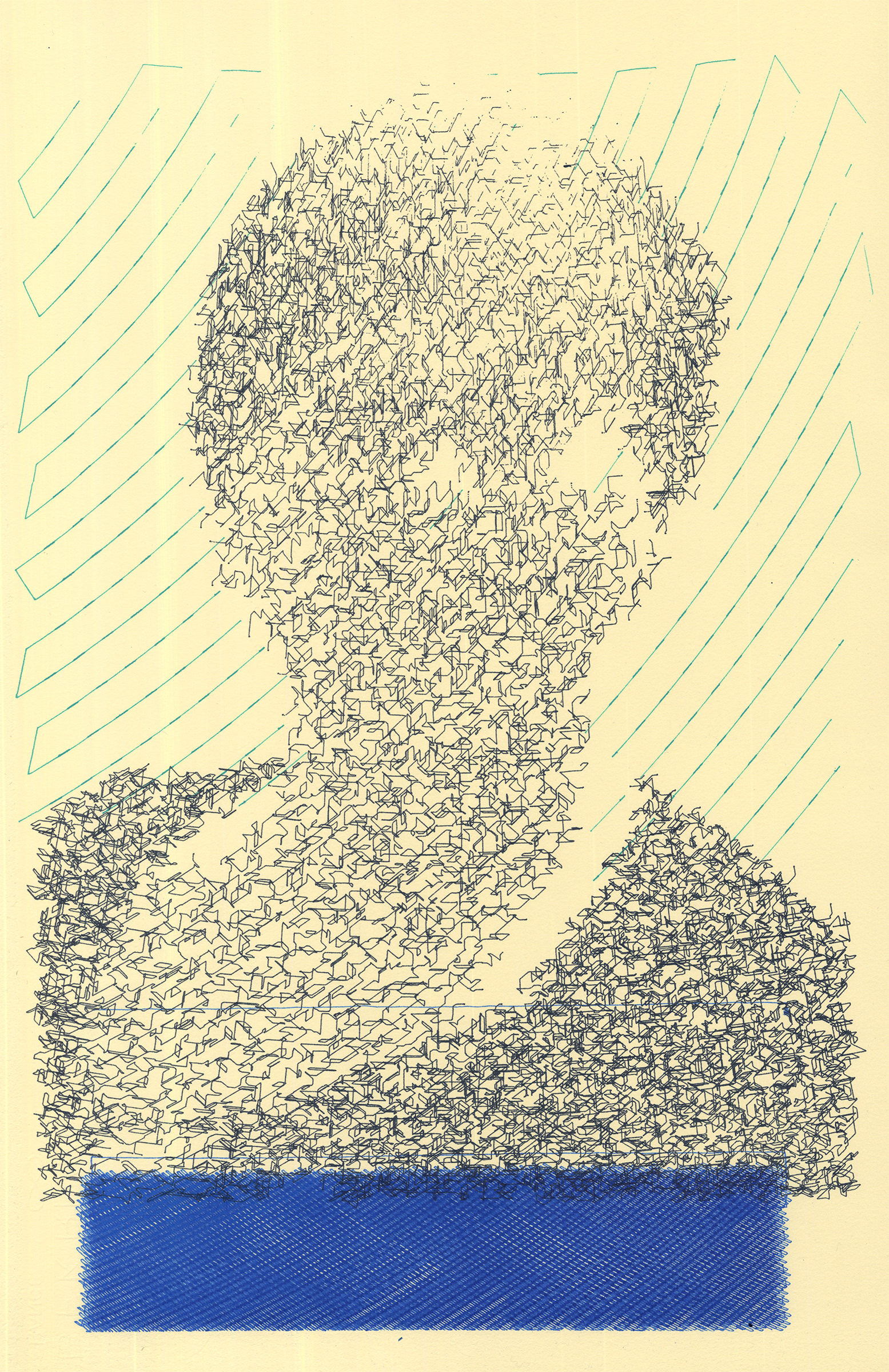 "Self-Portrait", home made plotter printer.