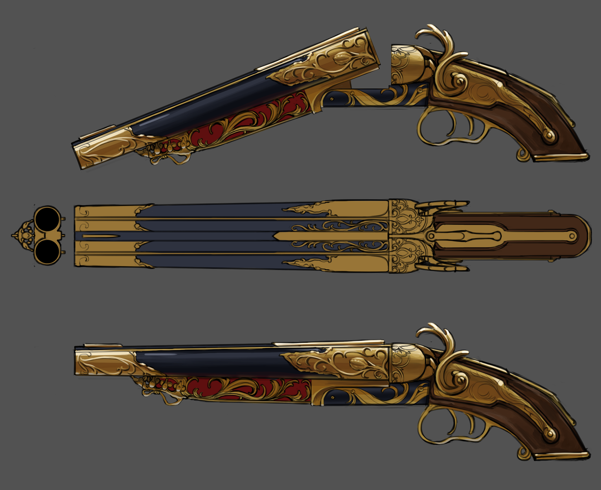 Concept art for fan-created HD Nutcracker Shotgun from Lethal Company