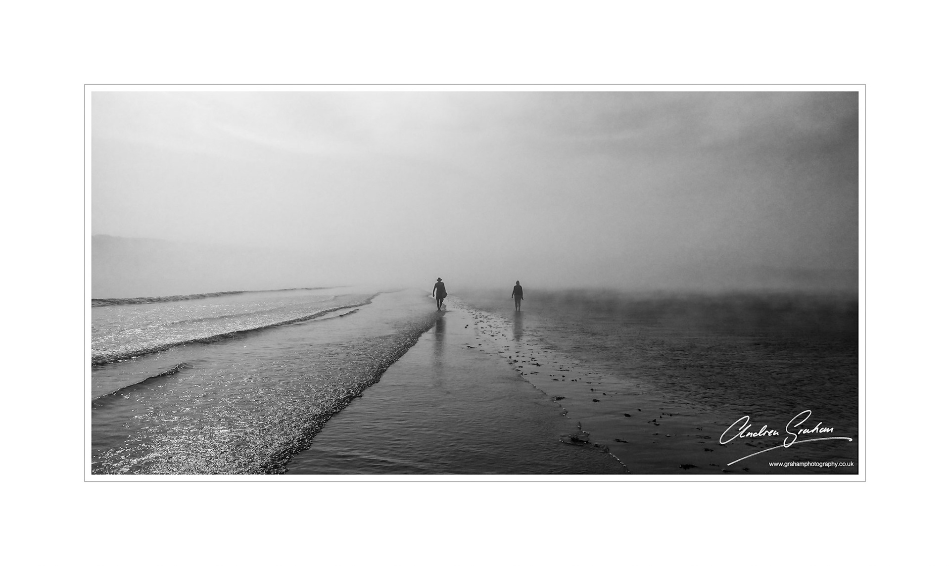 An unknown couple walking in the sea mist at Oxwich Bay, The Gower.  I'd love to know what they were saying to each other....