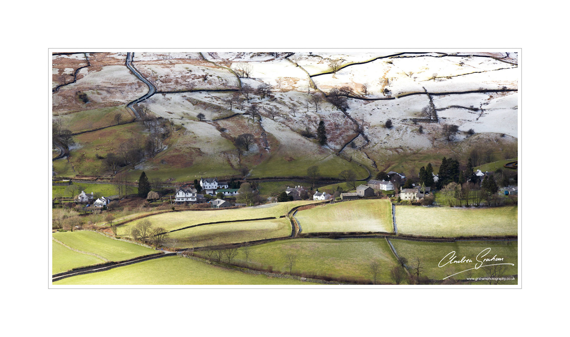 A dusting of snow on the fells in Troutbeck