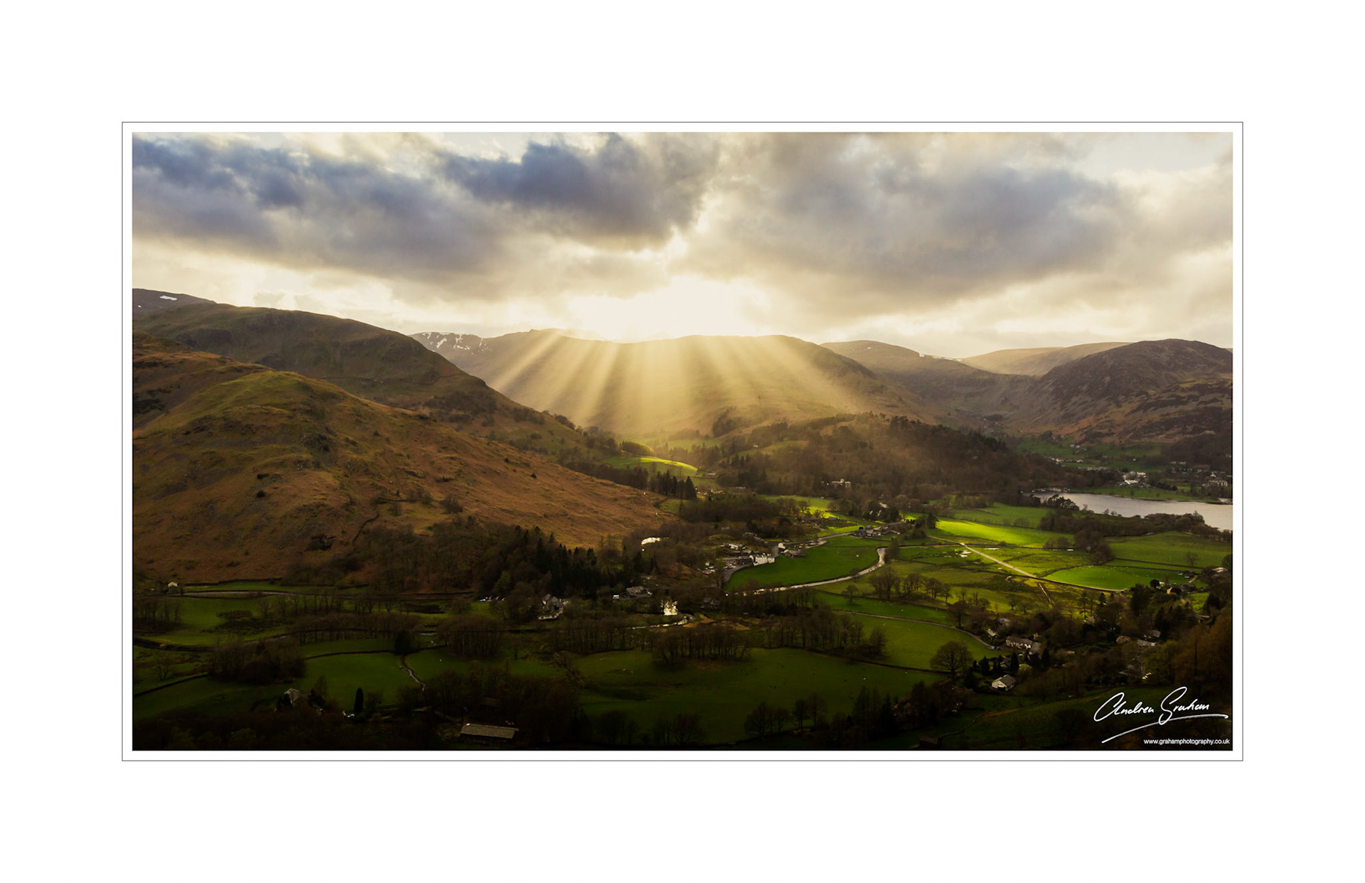 The "golden hour" looking down on Glenridding from Place Fell