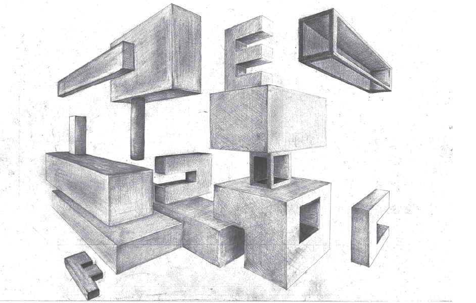 3D shapes using crosshatching