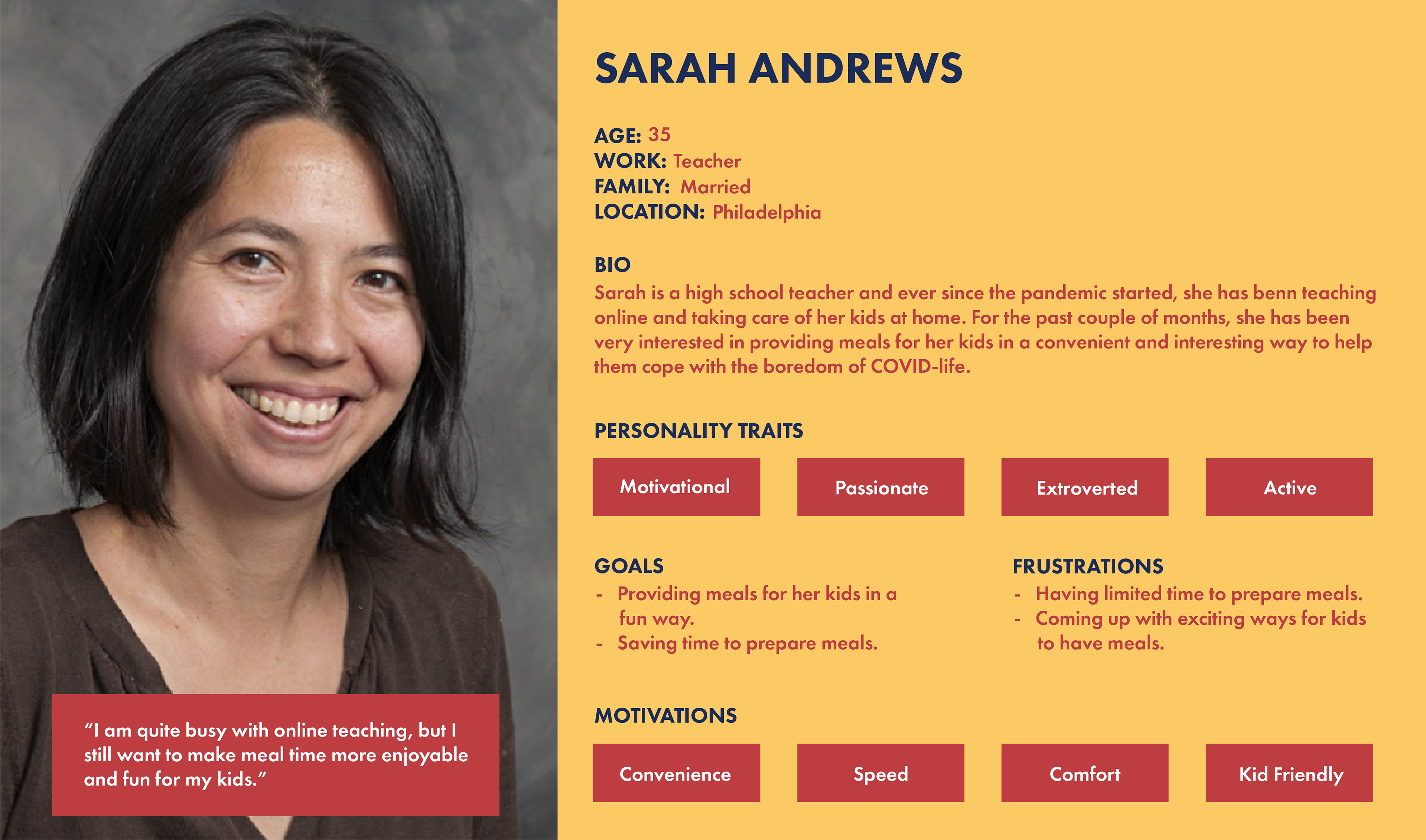 User persona for a working mother.