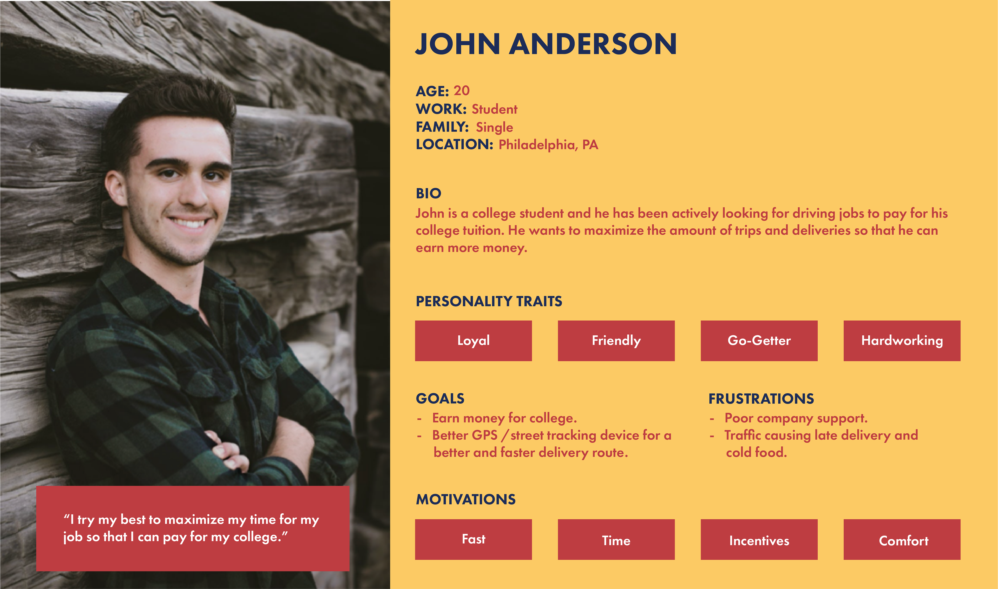User persona for a college student.