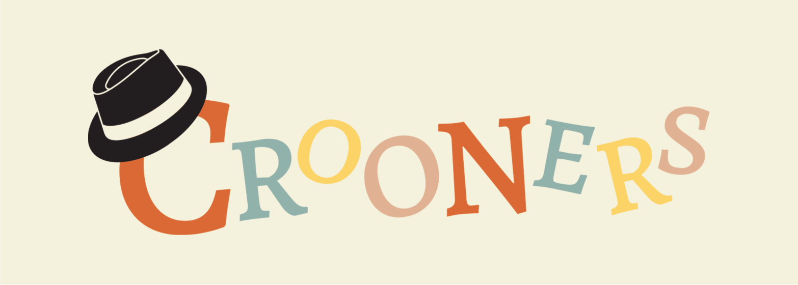 Crooner's logo, the letters c-r-o-o-n-e-r-s in a bouncing motion, with a top hat hanging off the top of the C.