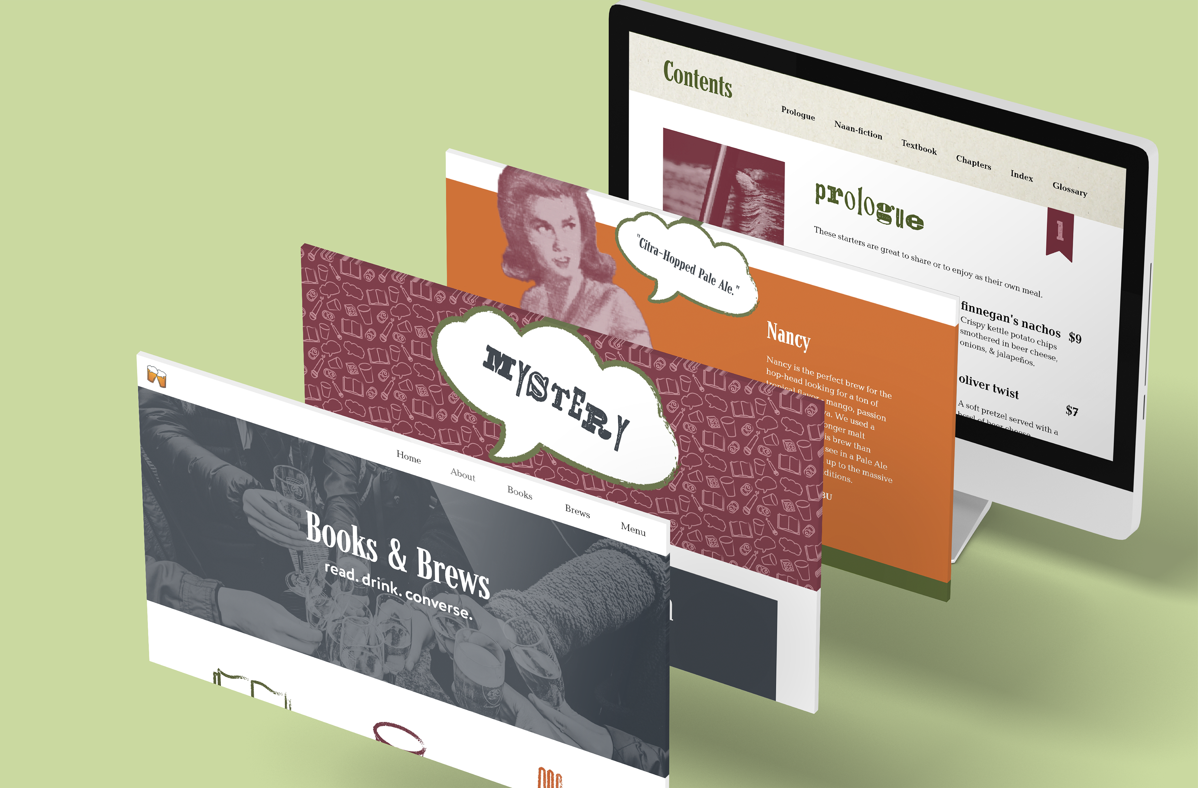 Mockup of the website on various screens overlapping each other.
