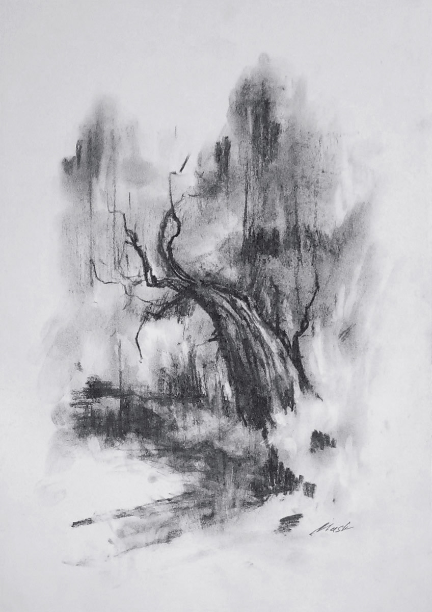 Paper snow - charcoal drawing by artist Vitaliy Mashchenko