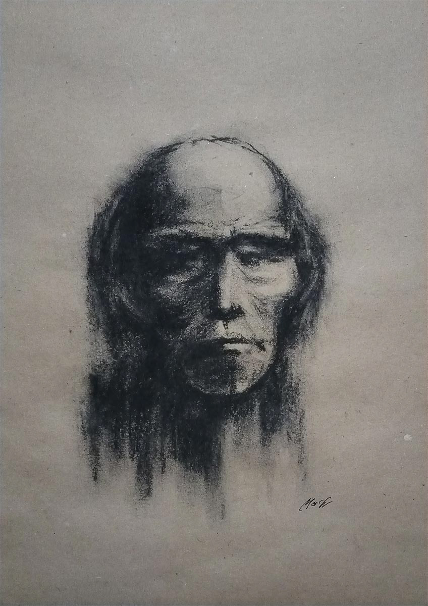 Portrait of a Man - charcoal drawing by artist Vitaliy Mashchenko