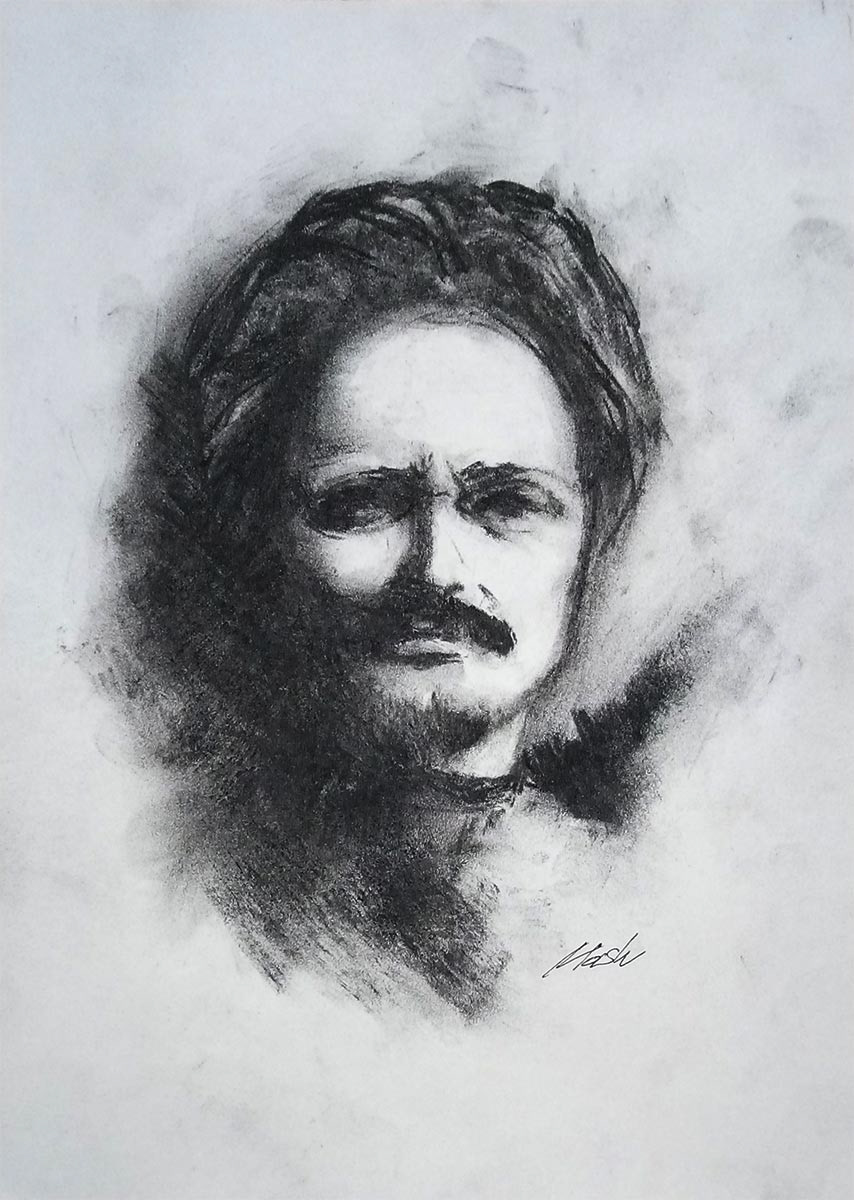 Leon Trotsky - charcoal drawing by artist Vitaliy Mashchenko
