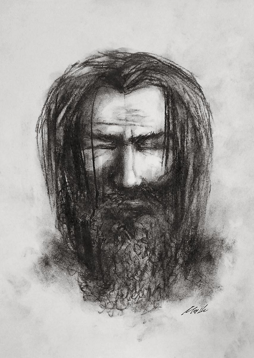 Le moujik - charcoal drawing by artist Vitaliy Mashchenko